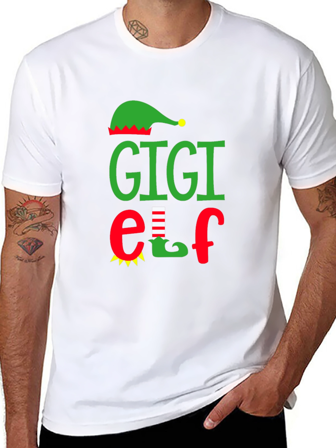 Gigi Elf Graphic Tee - Holiday Family Matching Shirt