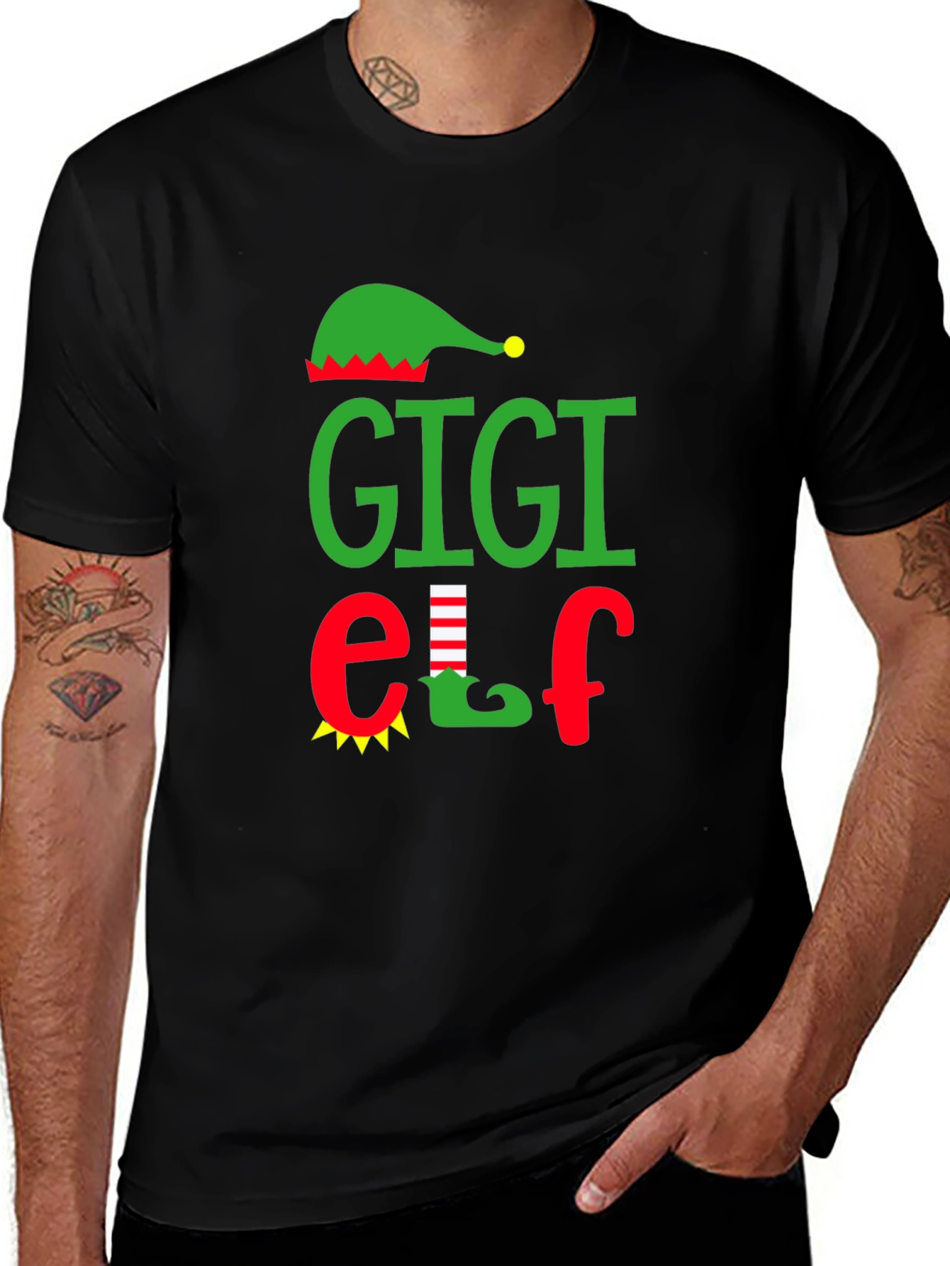Gigi Elf Graphic Tee - Holiday Family Matching Shirt