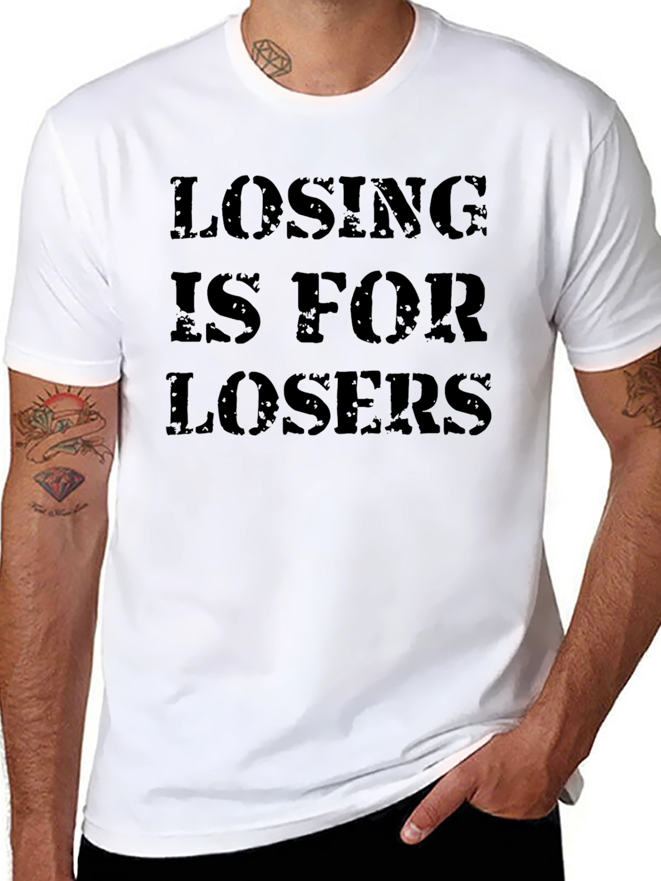 Losing Is For Losers Mens Black T-Shirt