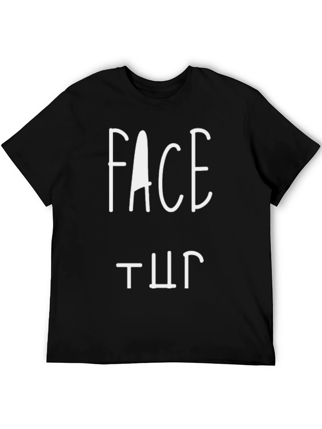 Face Up Graphic Tee - Black Cotton T-Shirt