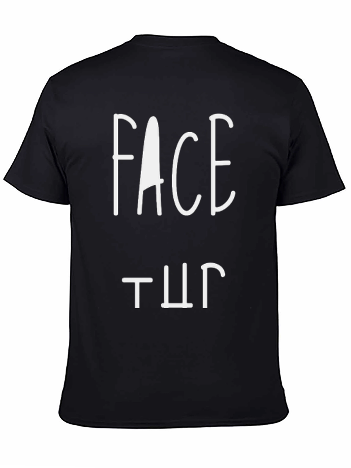 Face Up Graphic Tee - Black Cotton T-Shirt