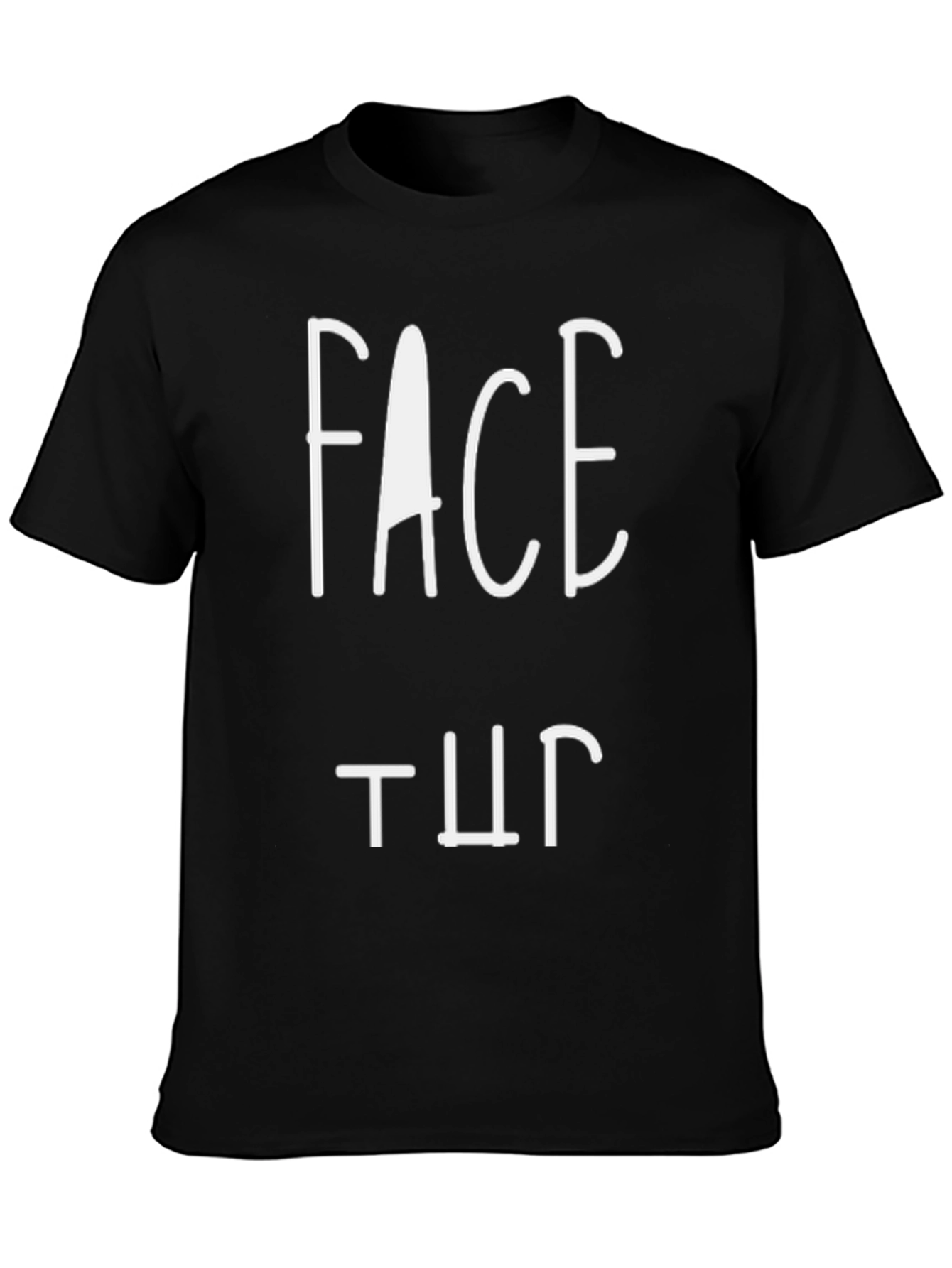 Face Up Graphic Tee - Black Cotton T-Shirt