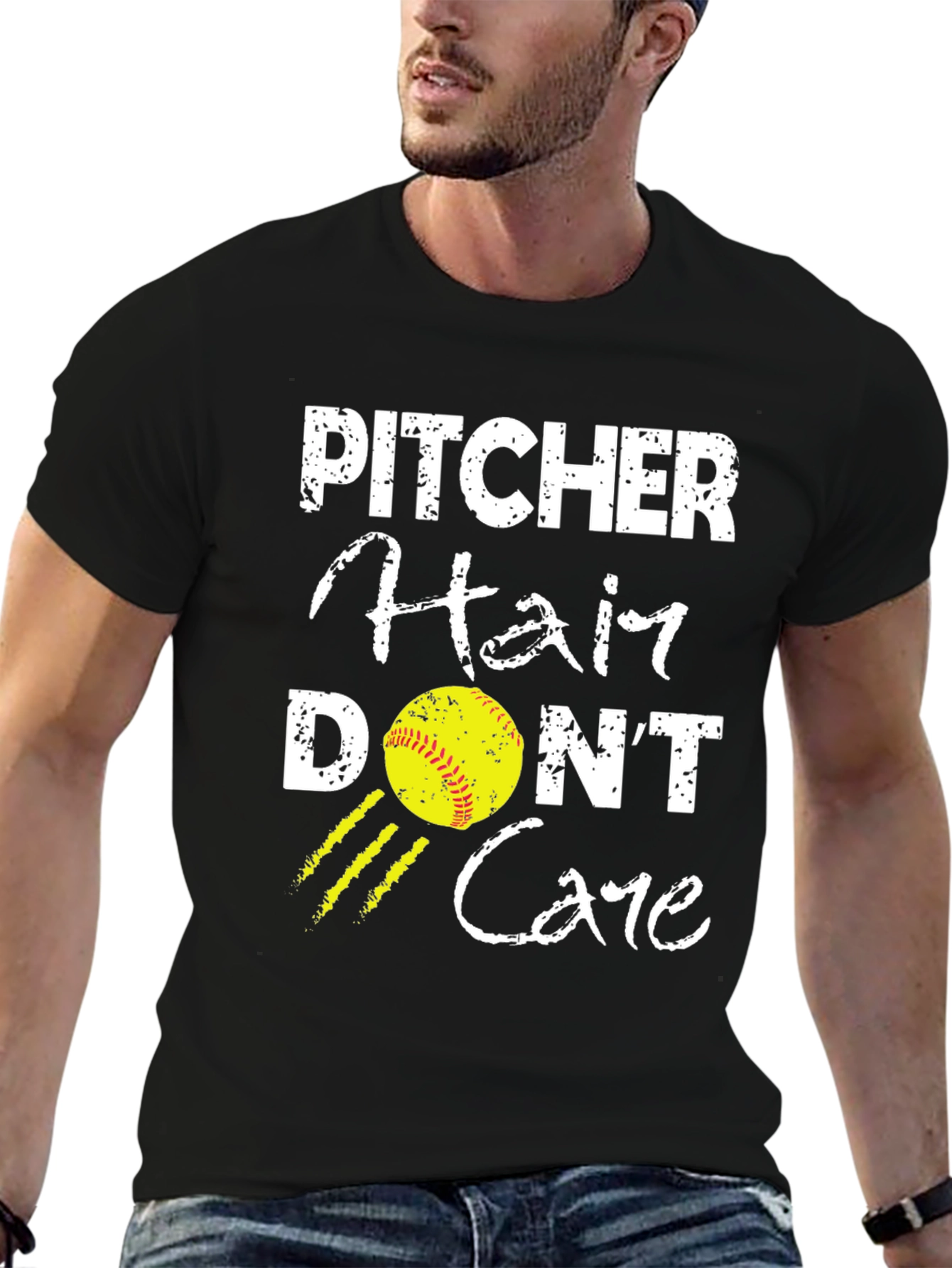 Pitcher Hair Dont Care Graphic T-Shirt