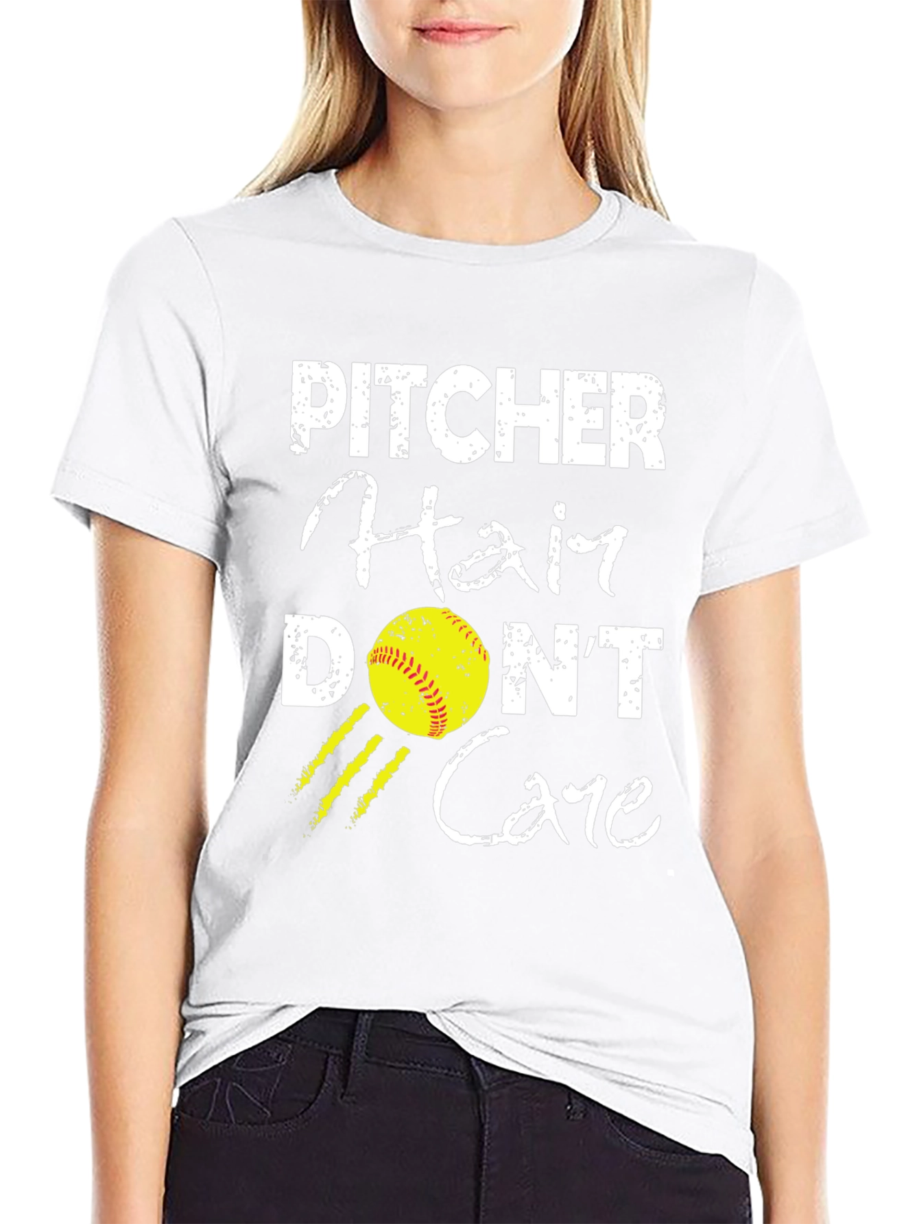 Pitcher Hair Dont Care Graphic T-Shirt