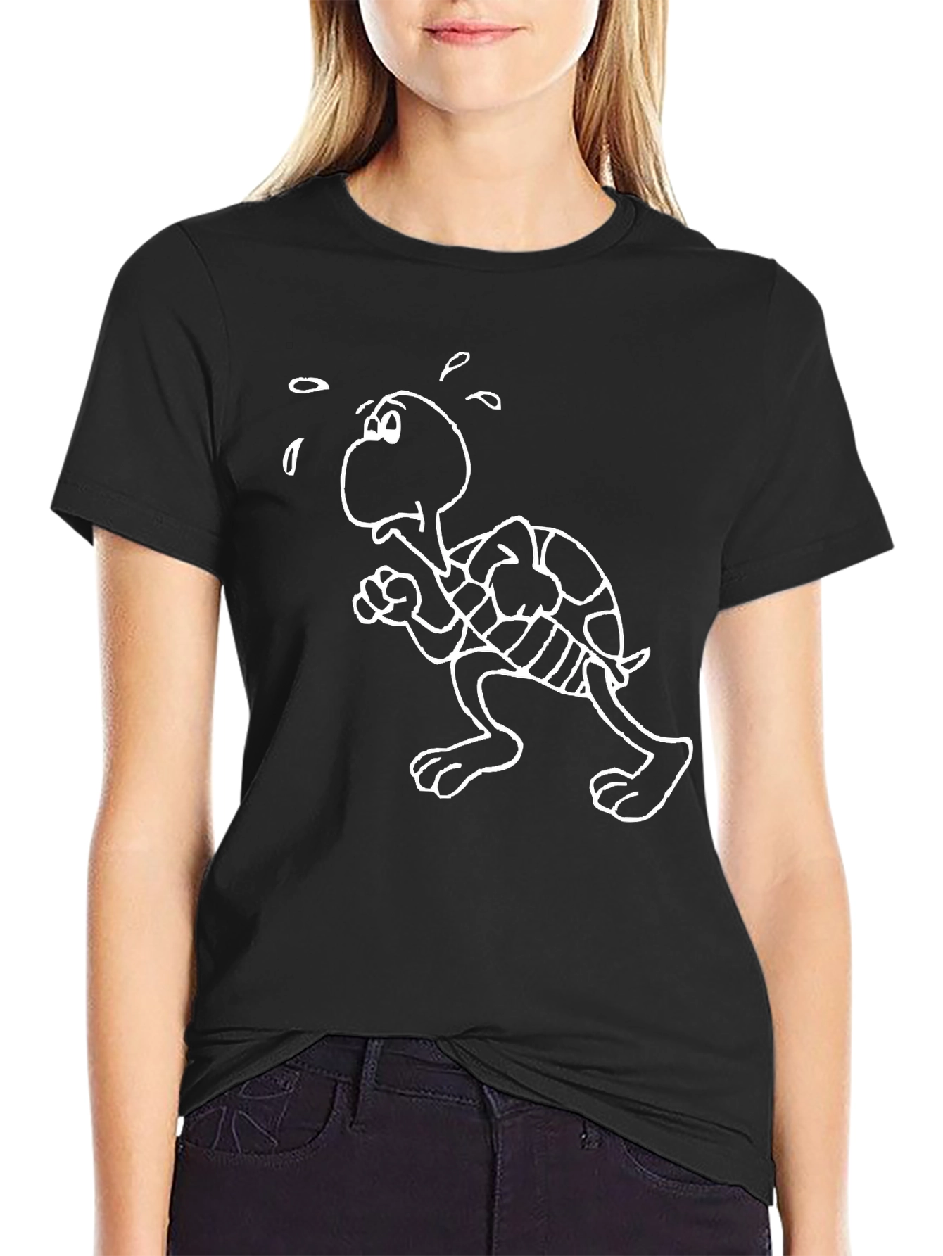 Funny Turtle Running Black T-Shirt