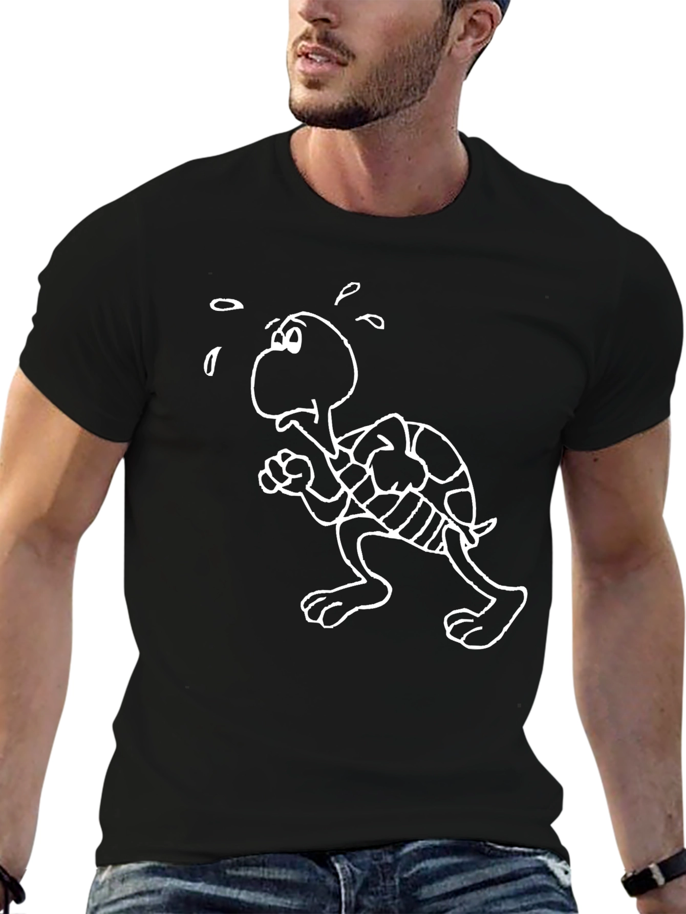 Funny Turtle Running Black T-Shirt
