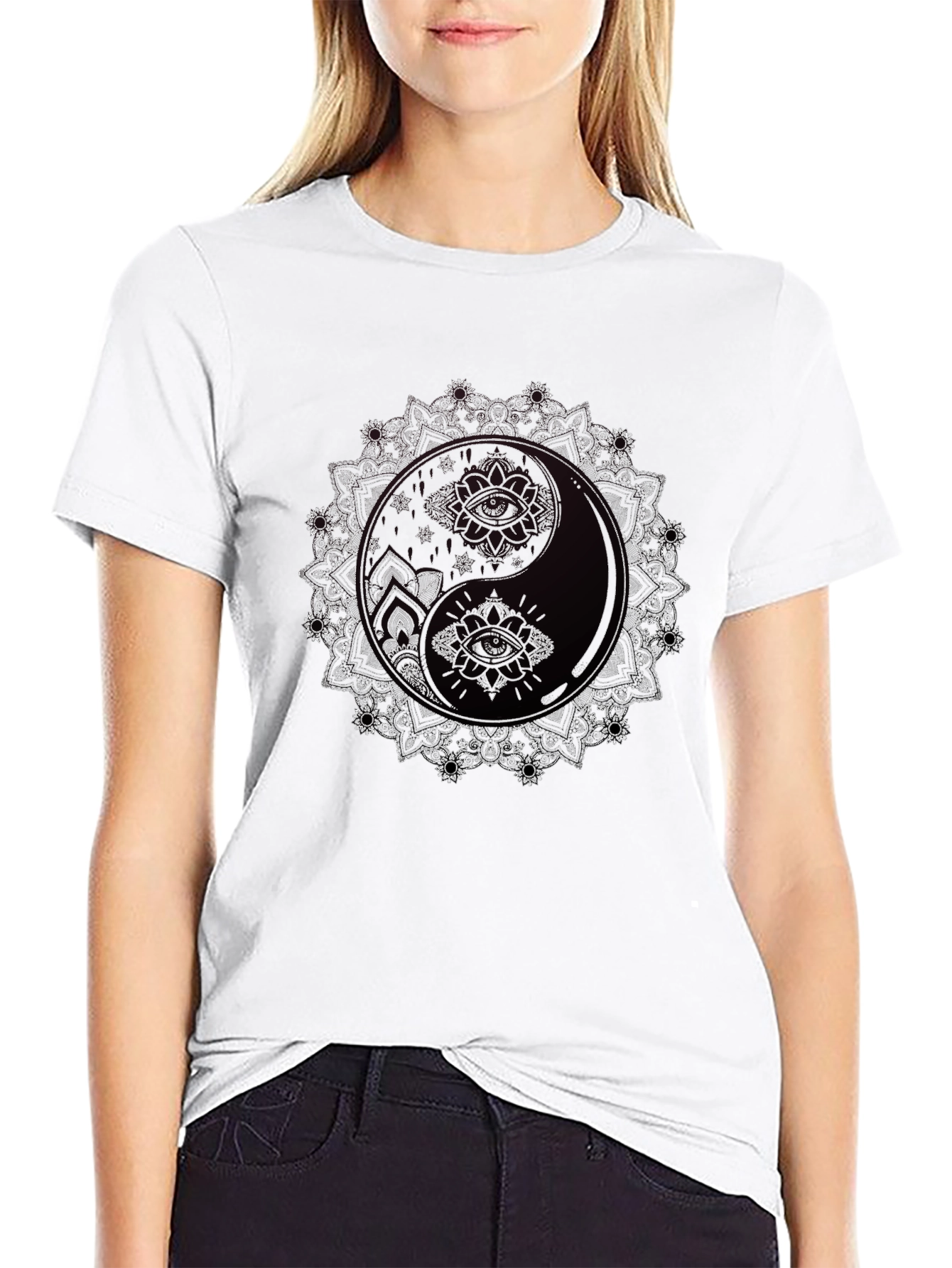 Yin Yang Mandala Graphic Tee - Balance and Style