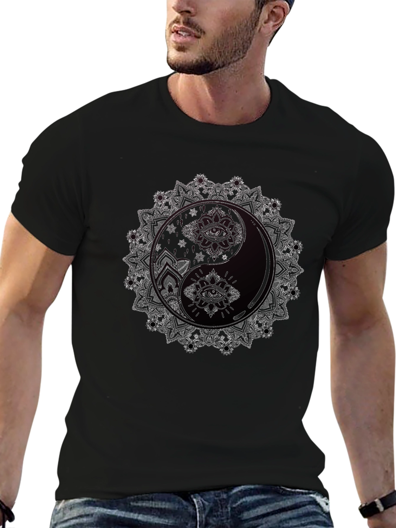 Yin Yang Mandala Graphic Tee - Balance and Style