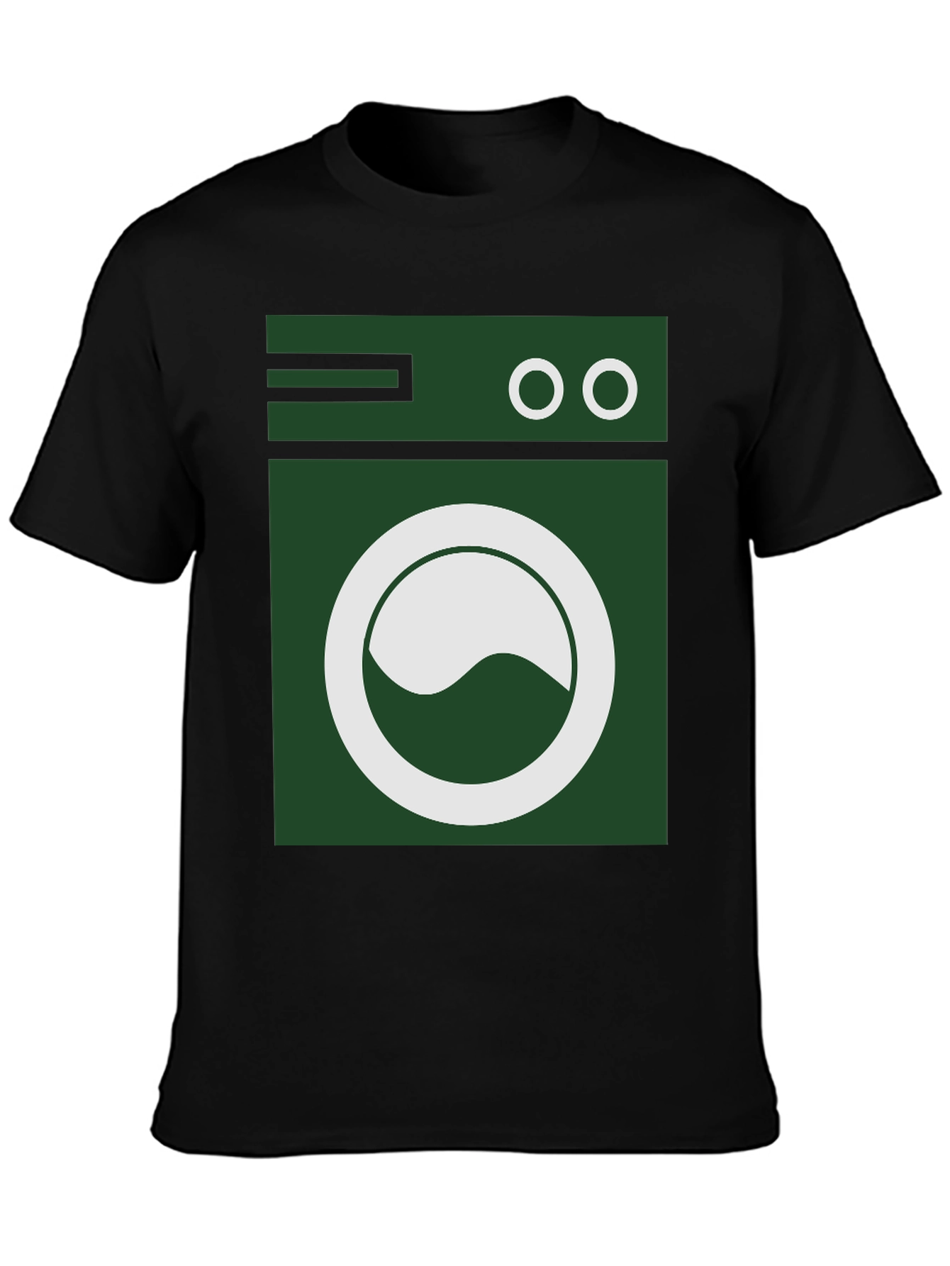 Washing Machine Graphic Tee - Black Cotton T-Shirt