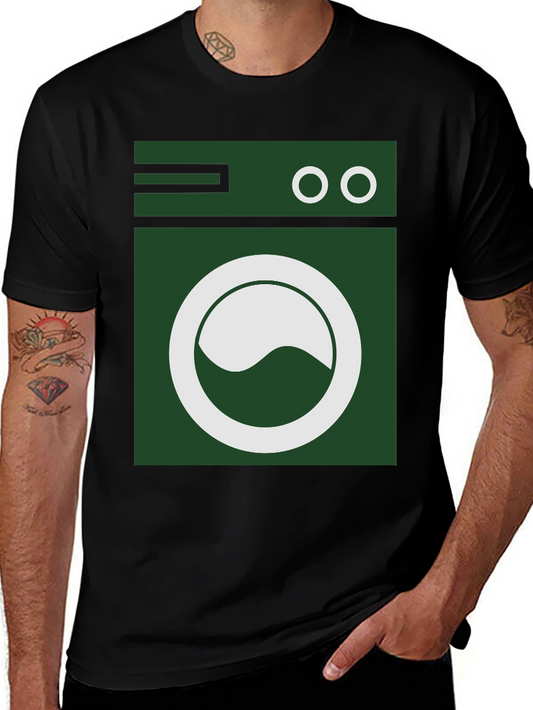 Washing Machine Graphic Tee - Black Cotton T-Shirt