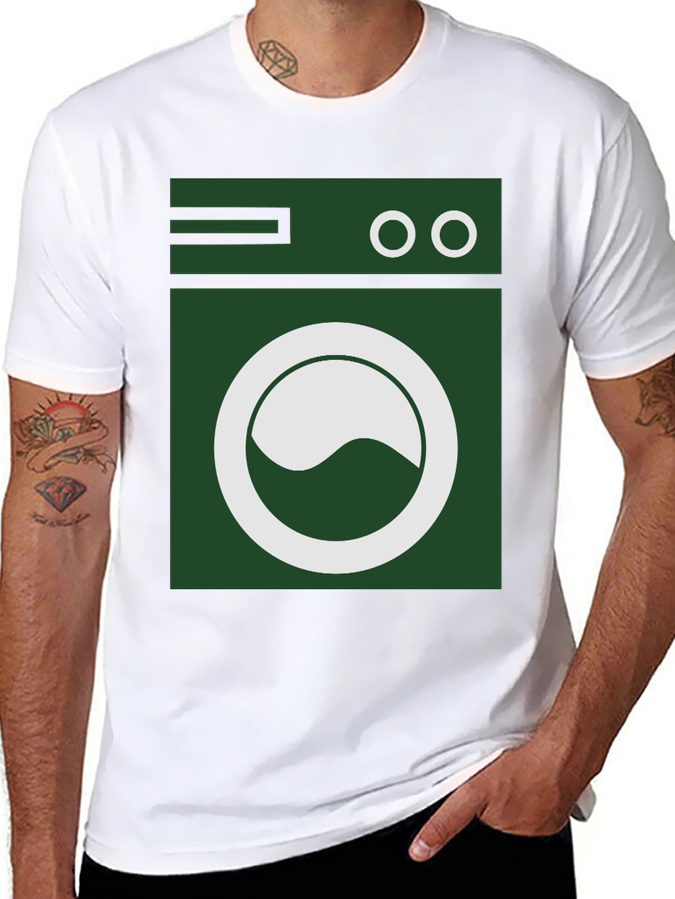 Washing Machine Graphic Tee - Black Cotton T-Shirt