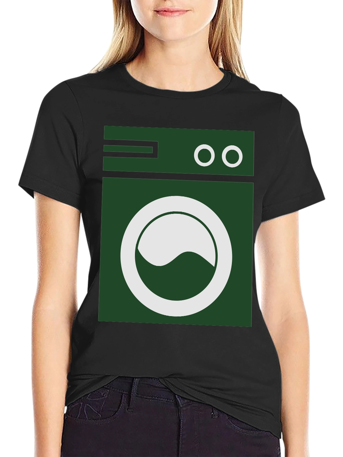 Washing Machine Graphic Tee - Black Cotton T-Shirt