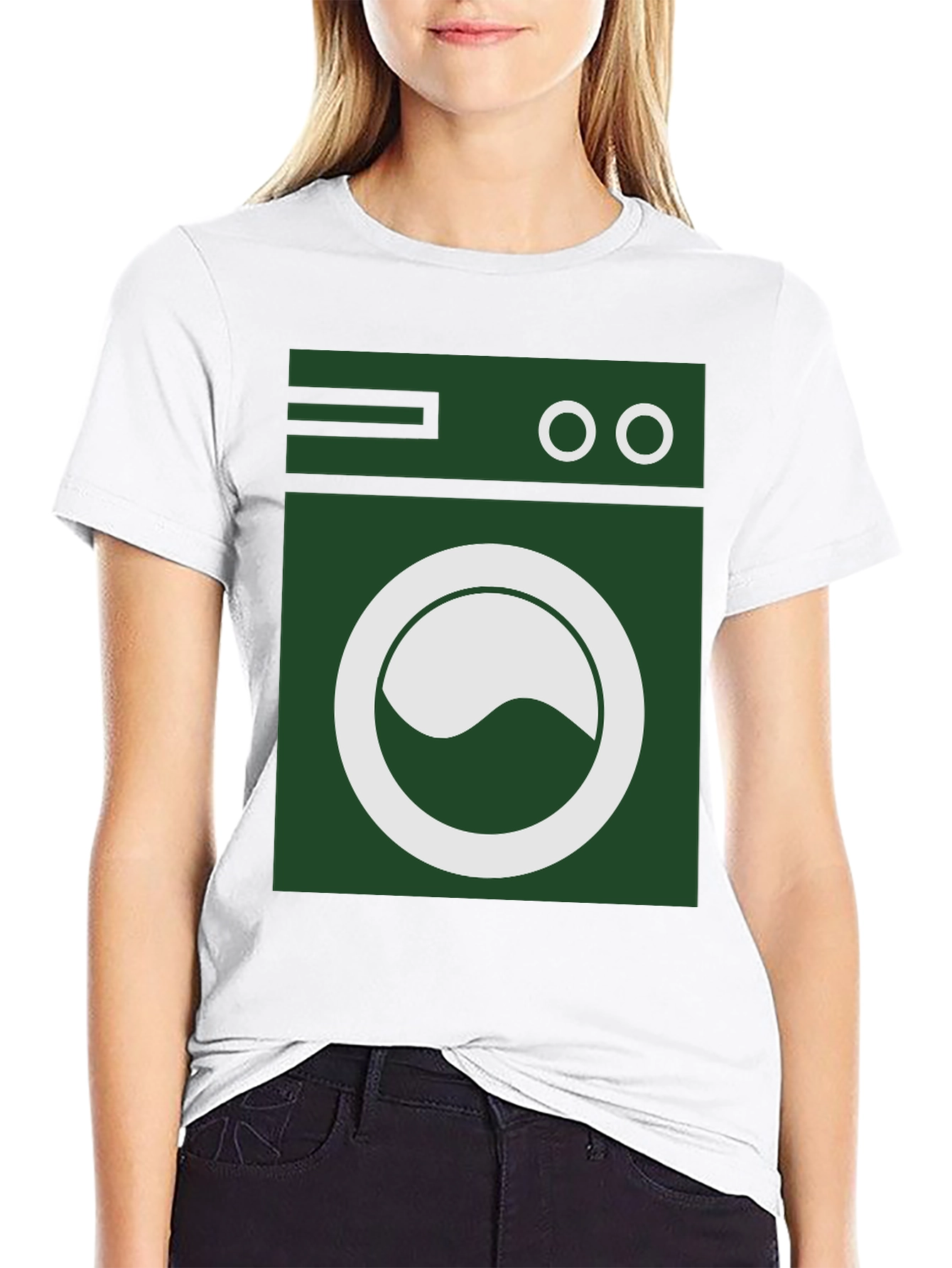 Washing Machine Graphic Tee - Black Cotton T-Shirt