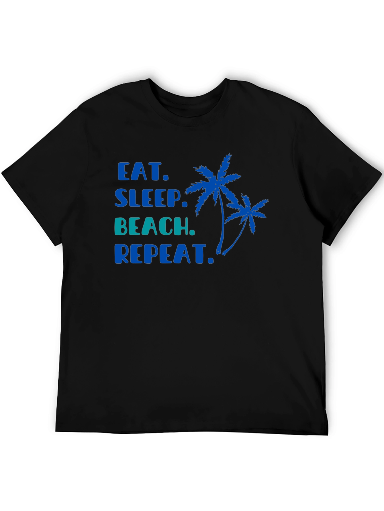 Eat Sleep Beach Repeat Black T-Shirt