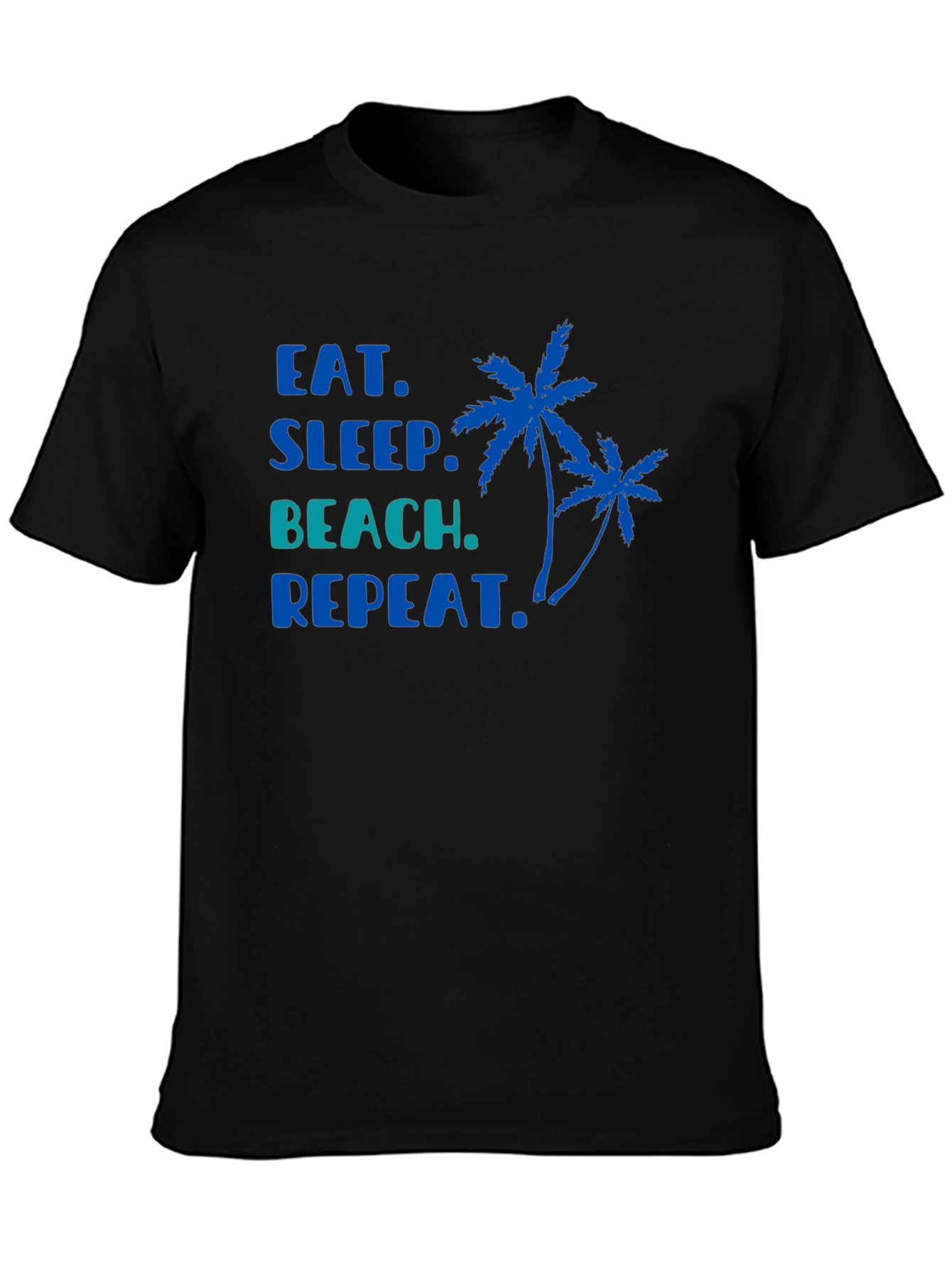 Eat Sleep Beach Repeat Black T-Shirt