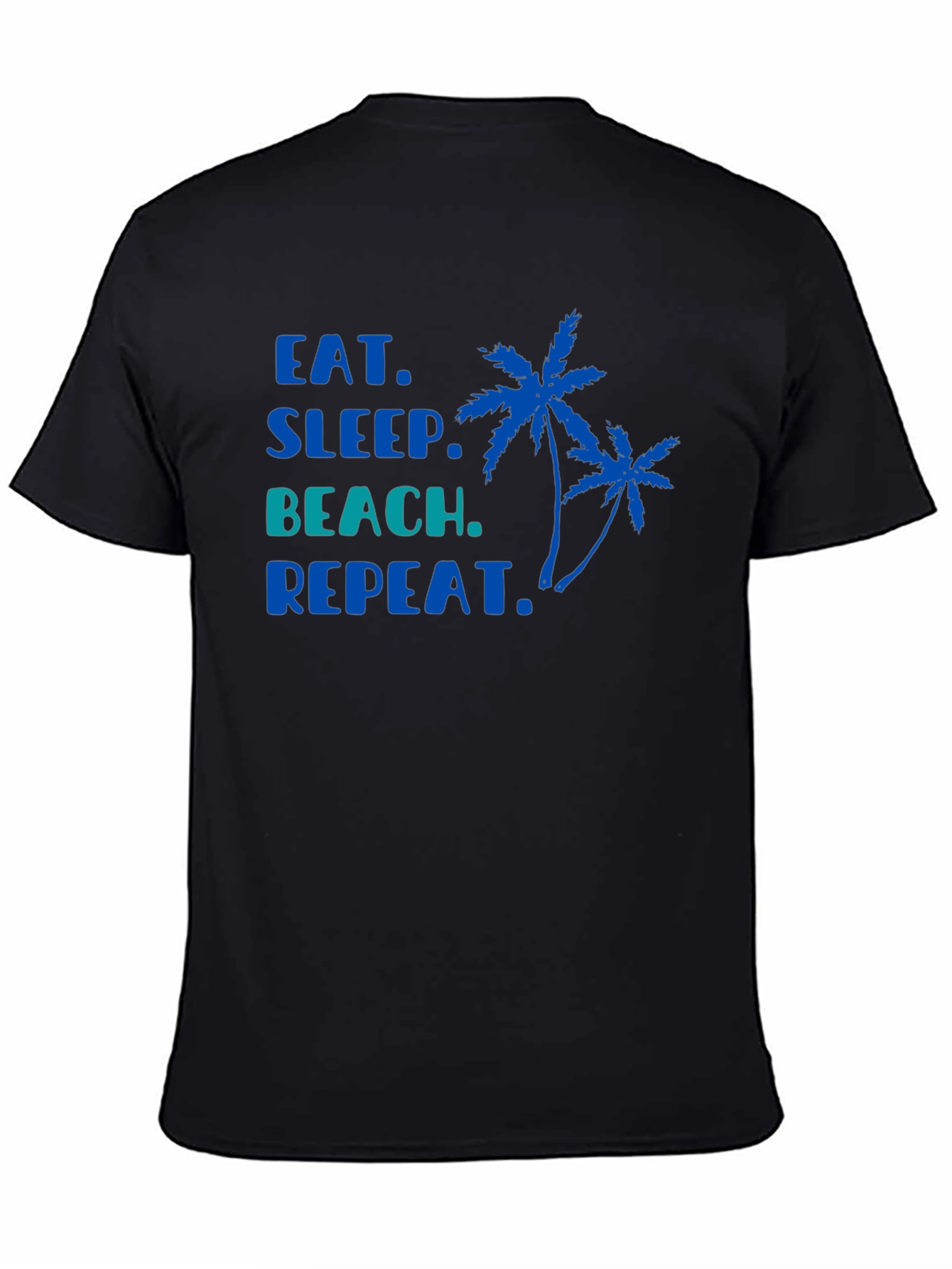 Eat Sleep Beach Repeat Black T-Shirt