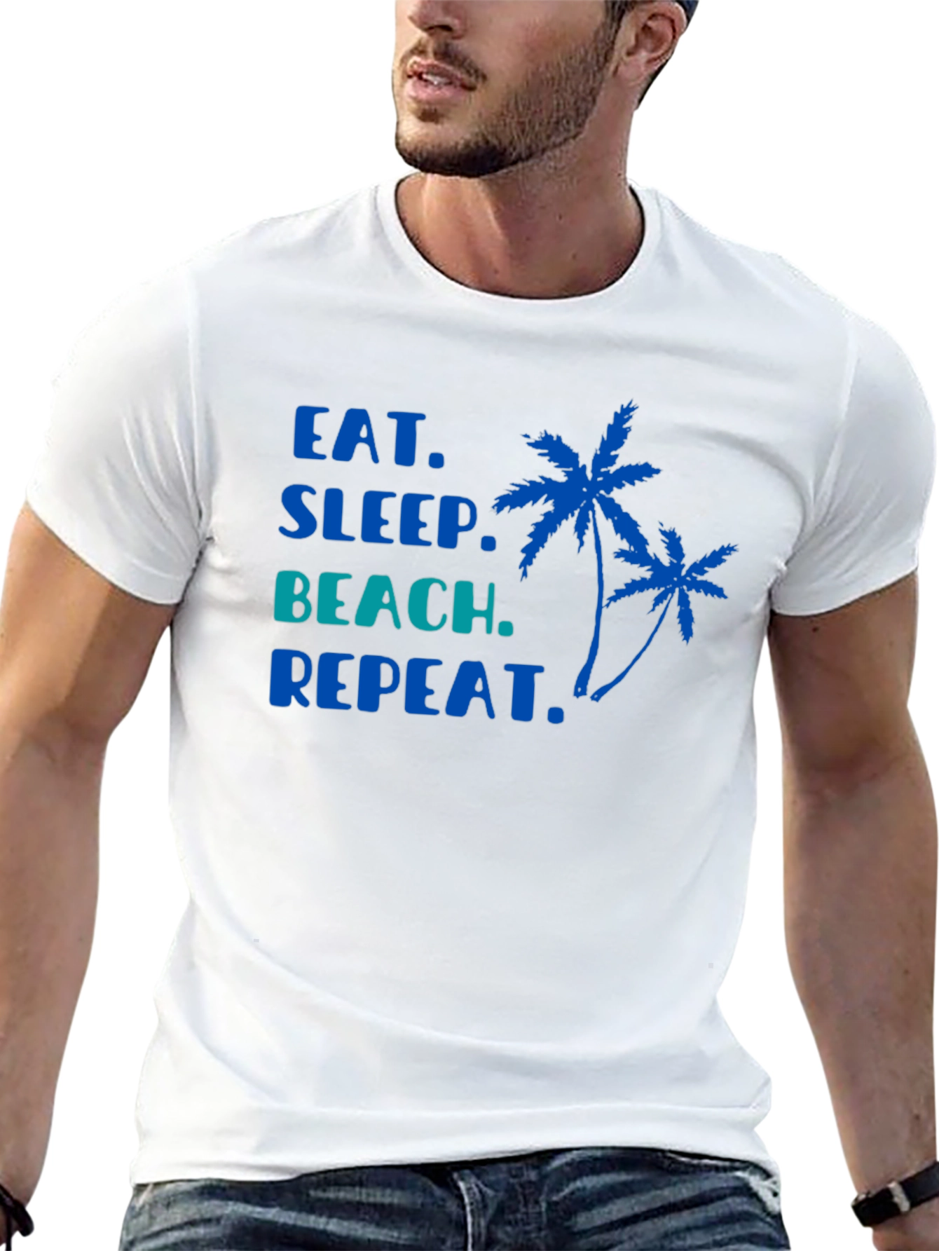 Eat Sleep Beach Repeat Black T-Shirt