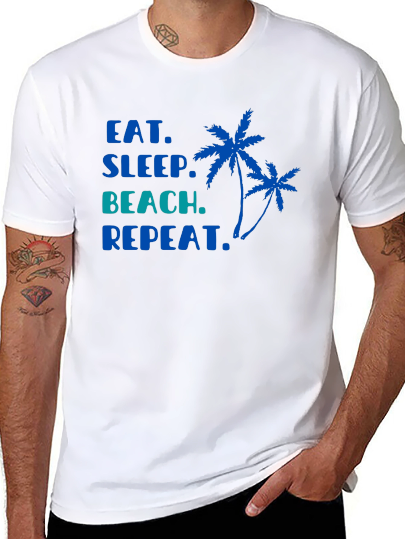 Eat Sleep Beach Repeat Black T-Shirt