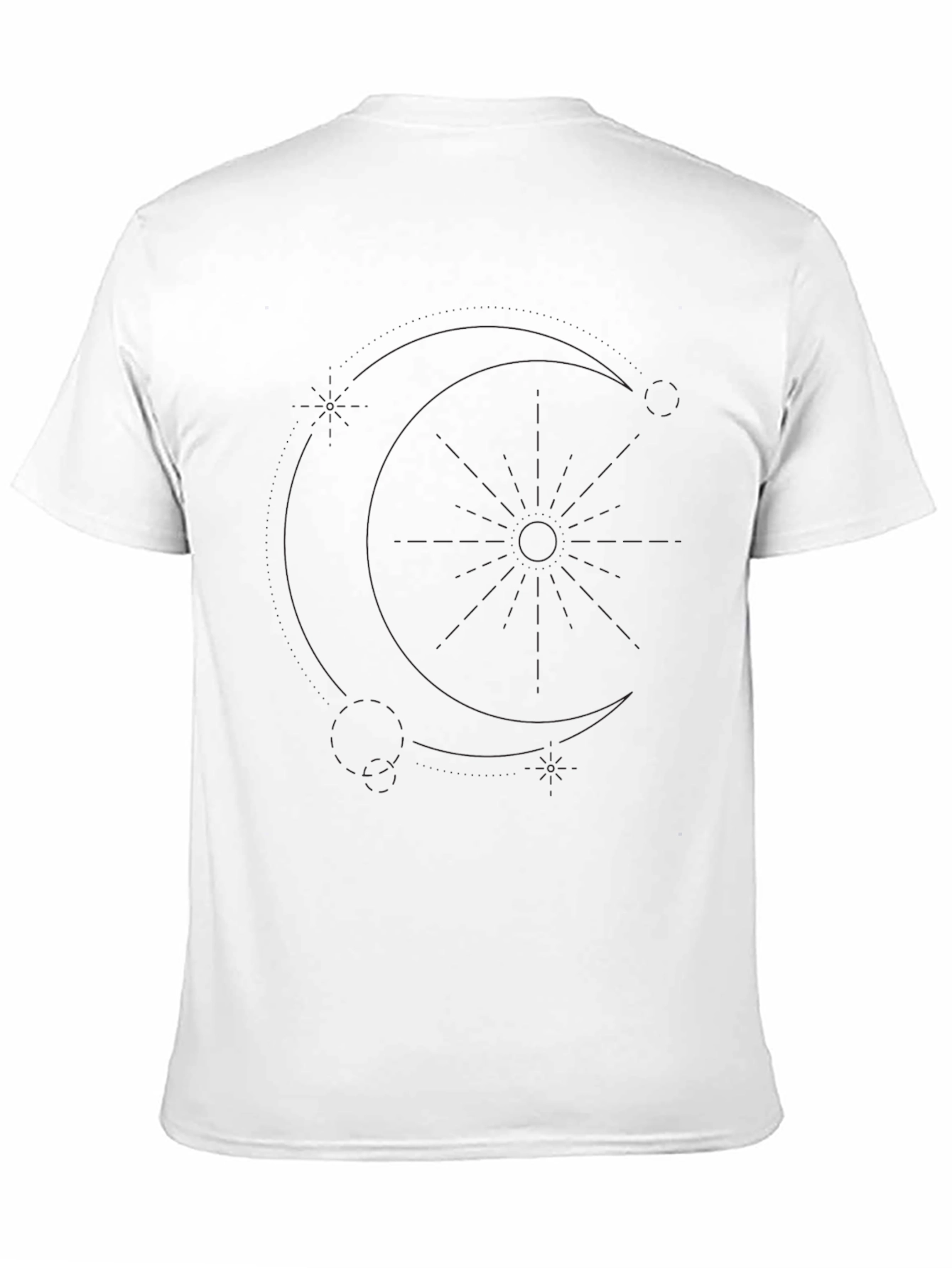 Black Graphic T-Shirt - Moon & Star Design