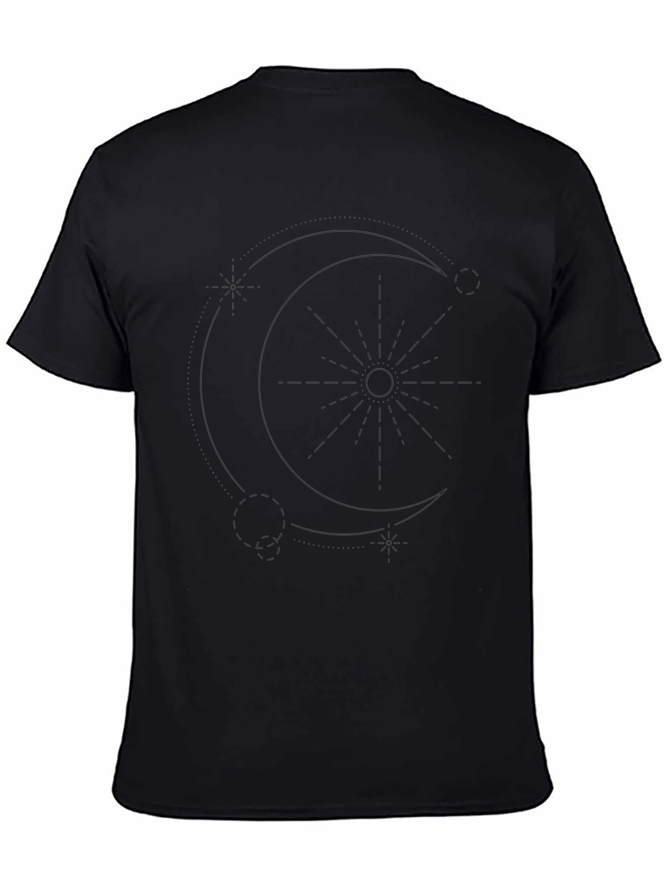 Black Graphic T-Shirt - Moon & Star Design
