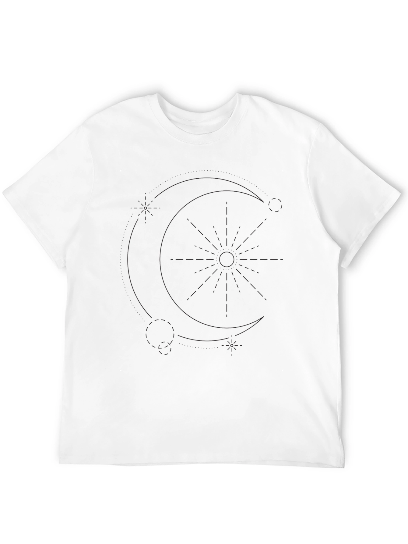Black Graphic T-Shirt - Moon & Star Design