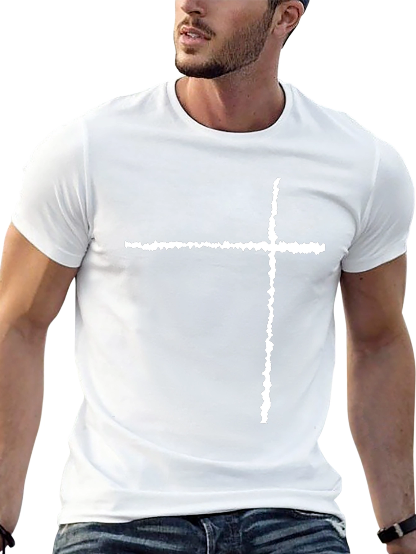 Grunge Cross Graphic Tee - Black Cotton Blend Shirt