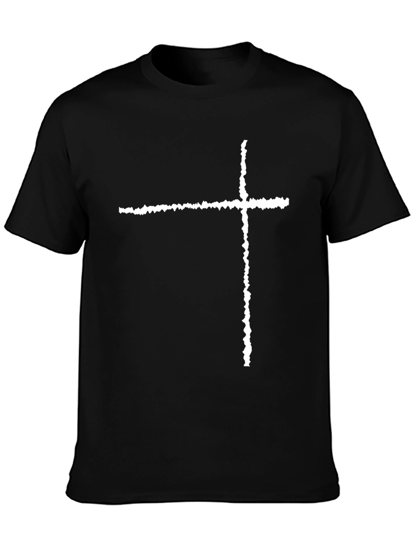 Grunge Cross Graphic Tee - Black Cotton Blend Shirt