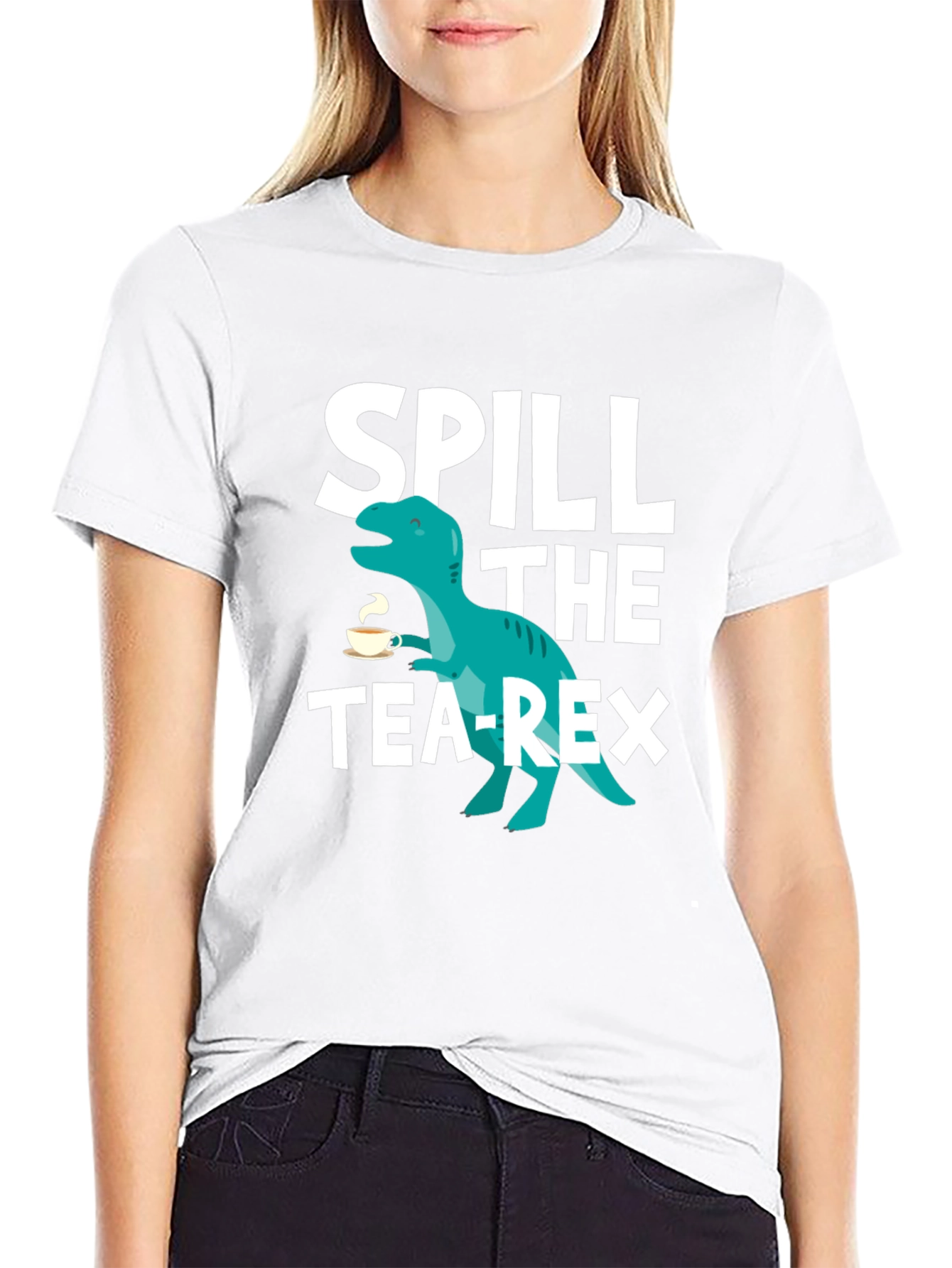 Spill the Tea-Rex Graphic T-Shirt