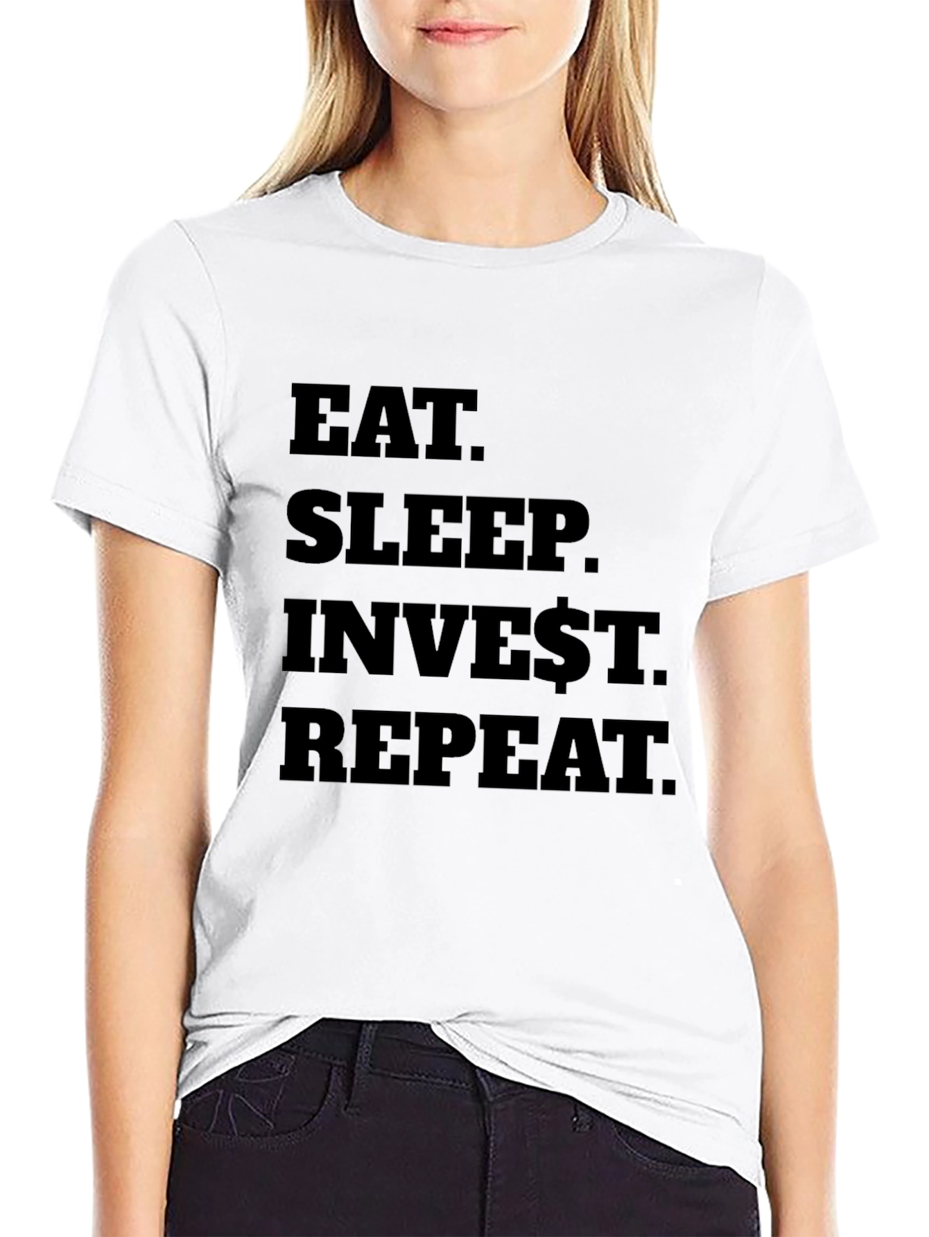Eat Sleep Invest Repeat Black T-Shirt