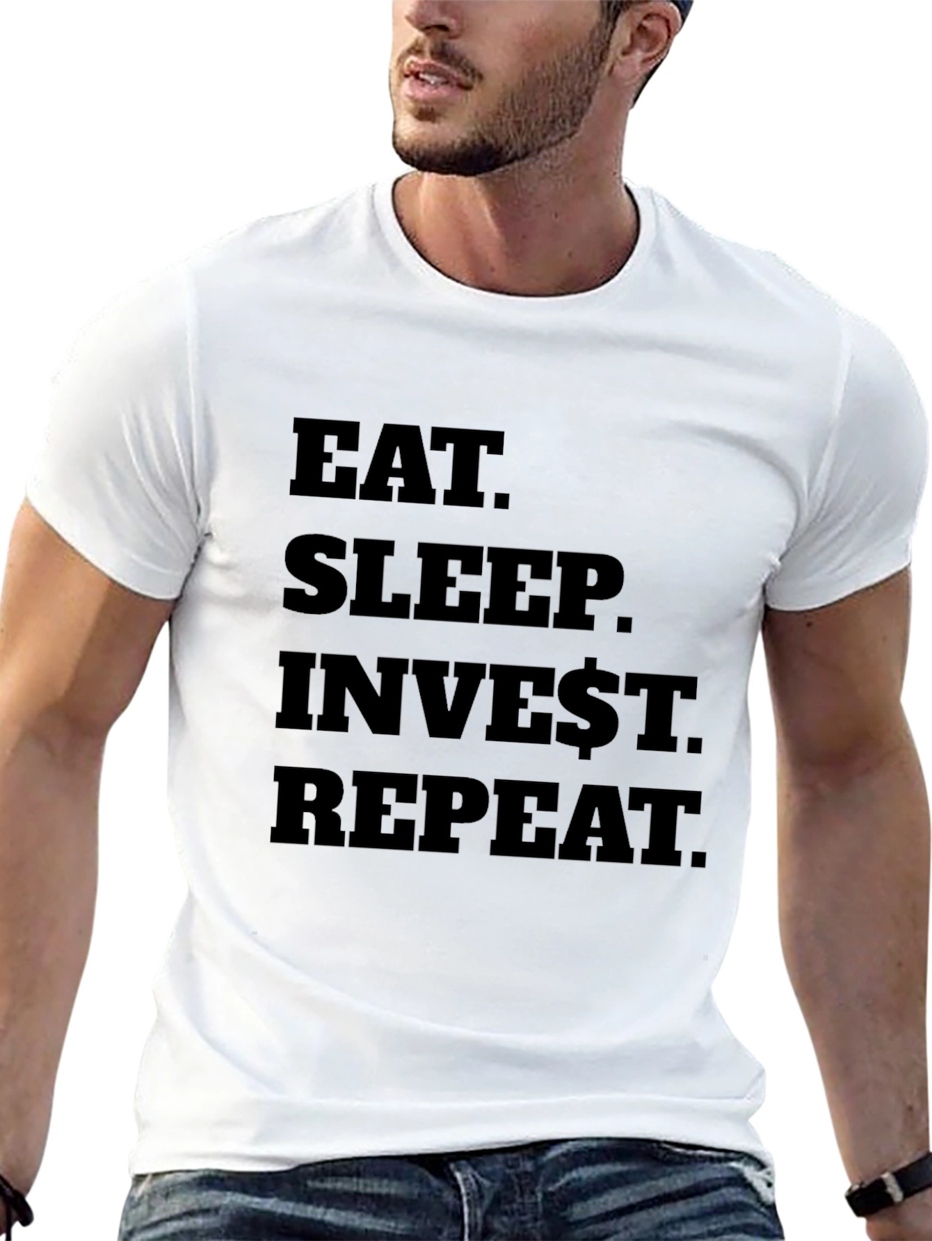 Eat Sleep Invest Repeat Black T-Shirt