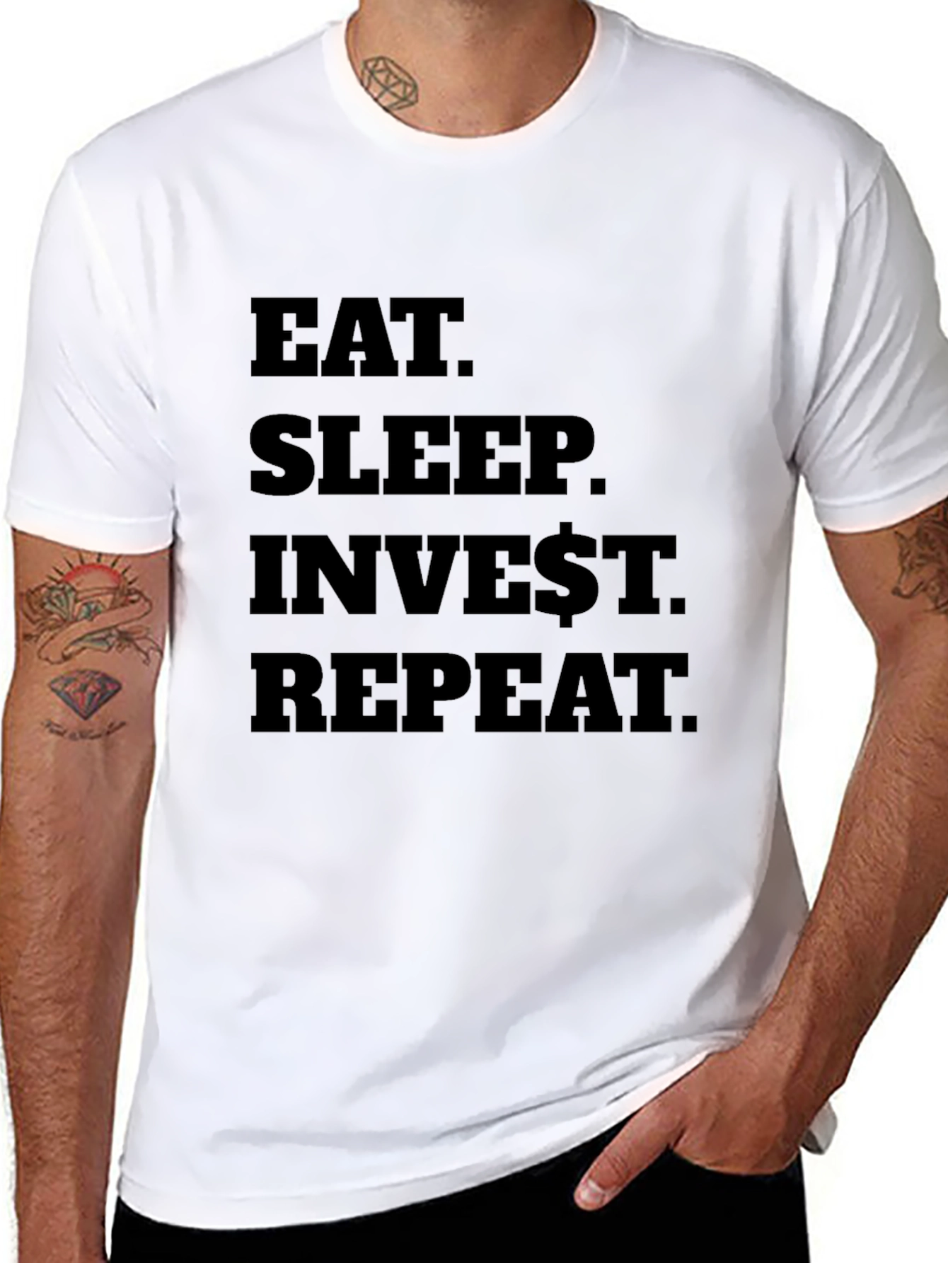 Eat Sleep Invest Repeat Black T-Shirt