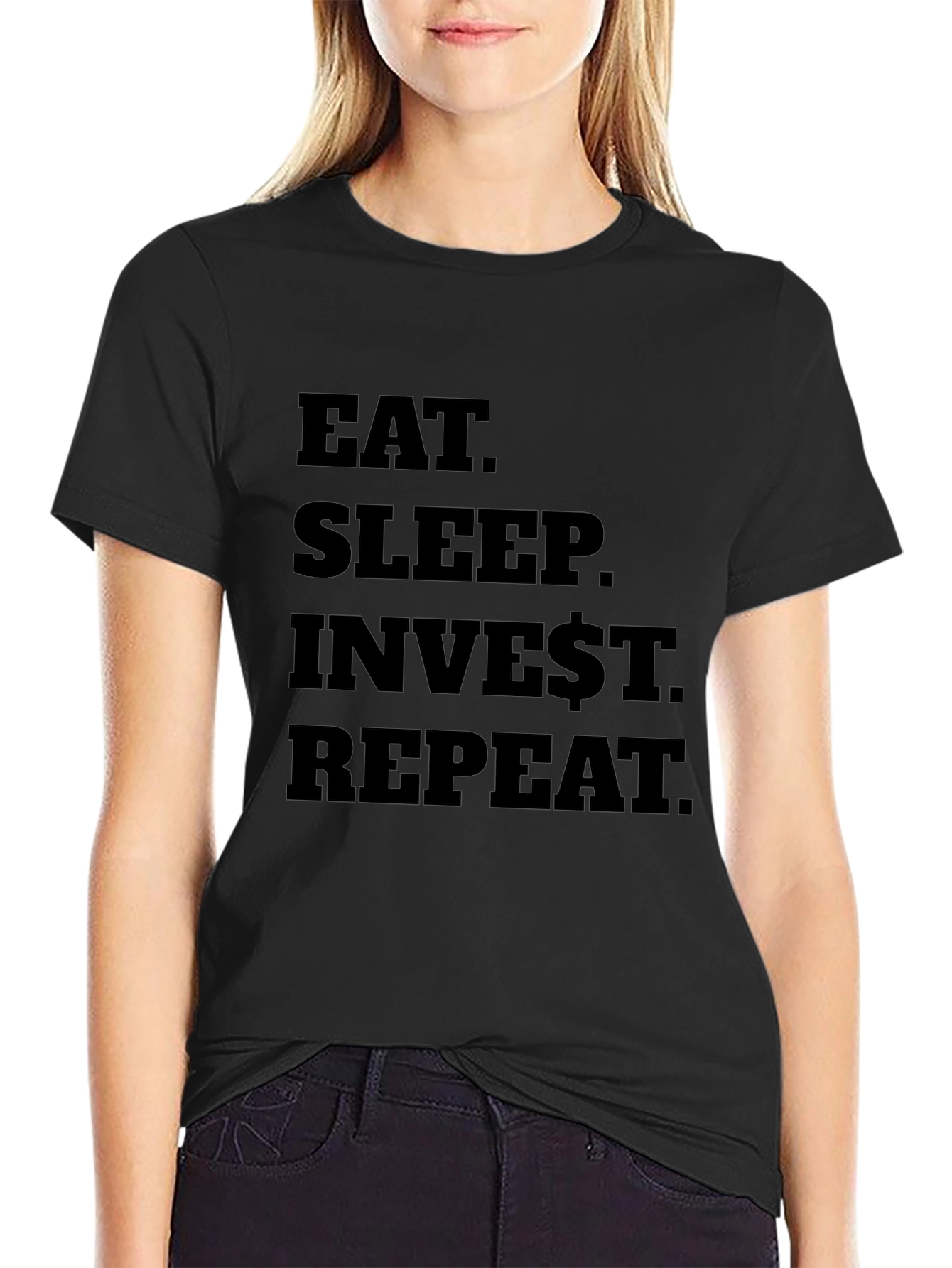Eat Sleep Invest Repeat Black T-Shirt