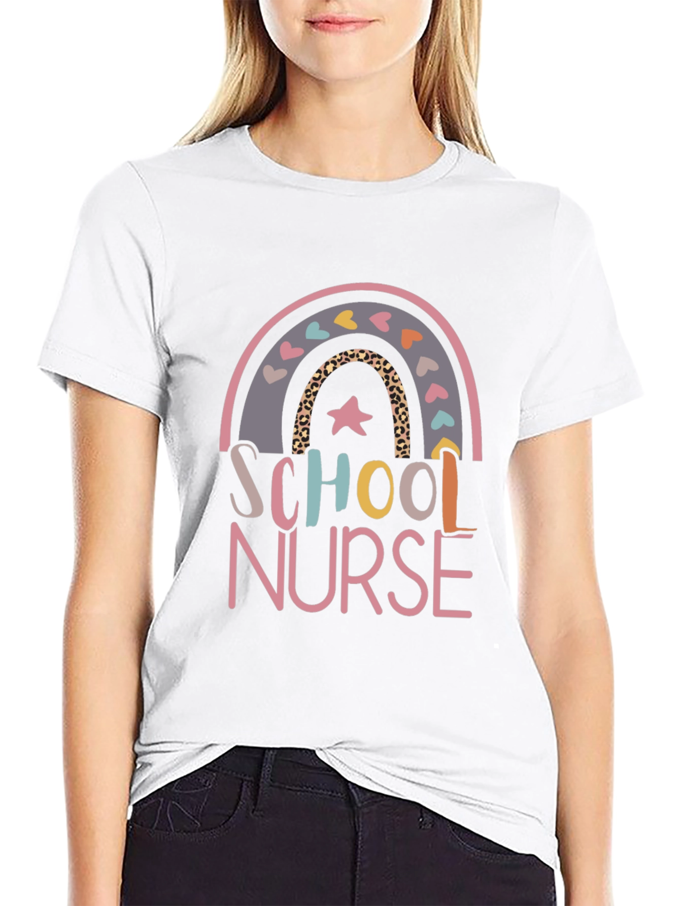 School Nurse Rainbow Graphic Tee