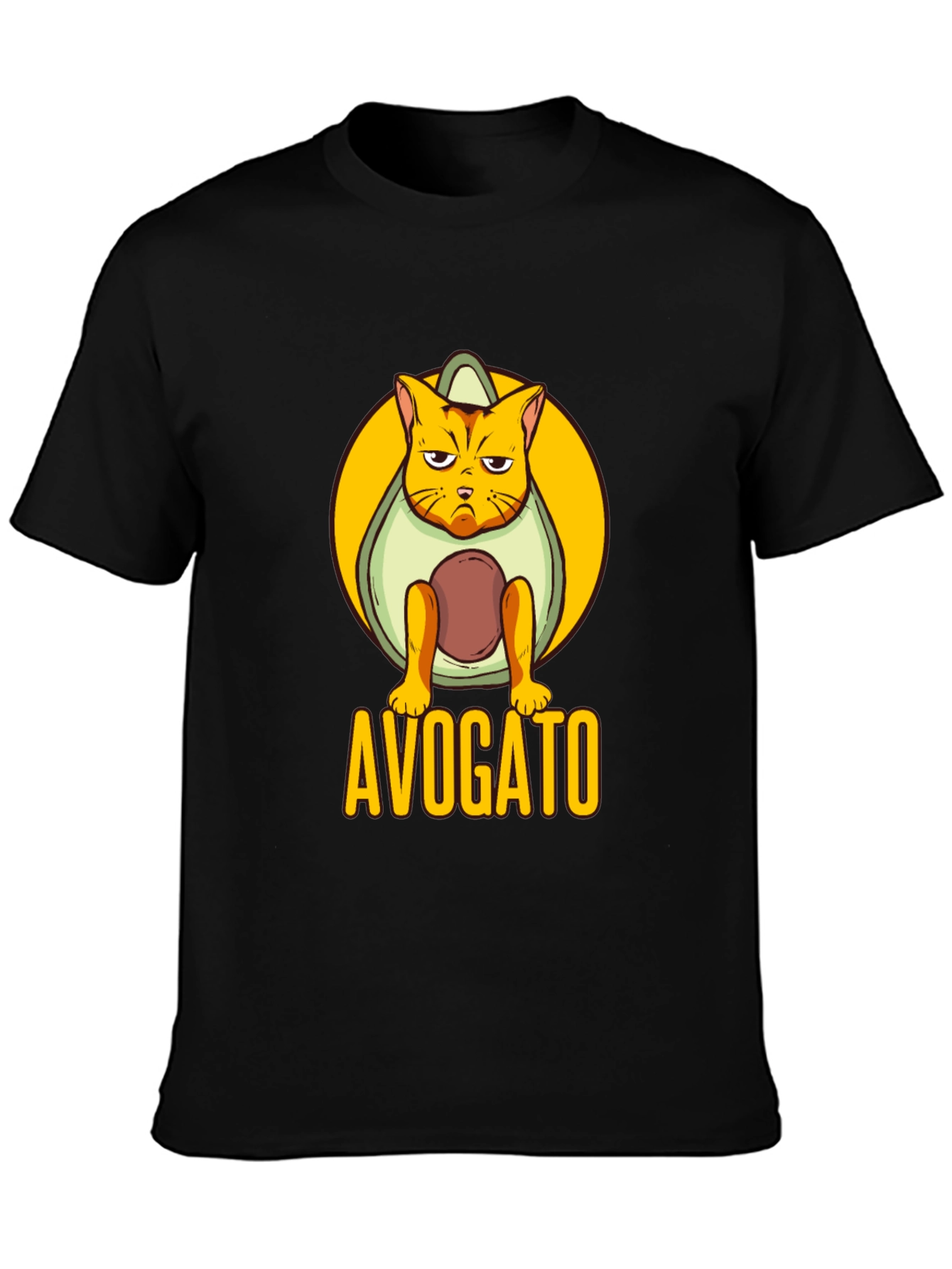 Avogato Black T-Shirt: Cat Avocado Pun