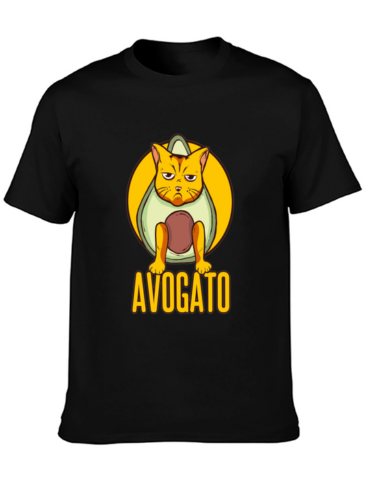 Avogato Black T-Shirt: Cat Avocado Pun
