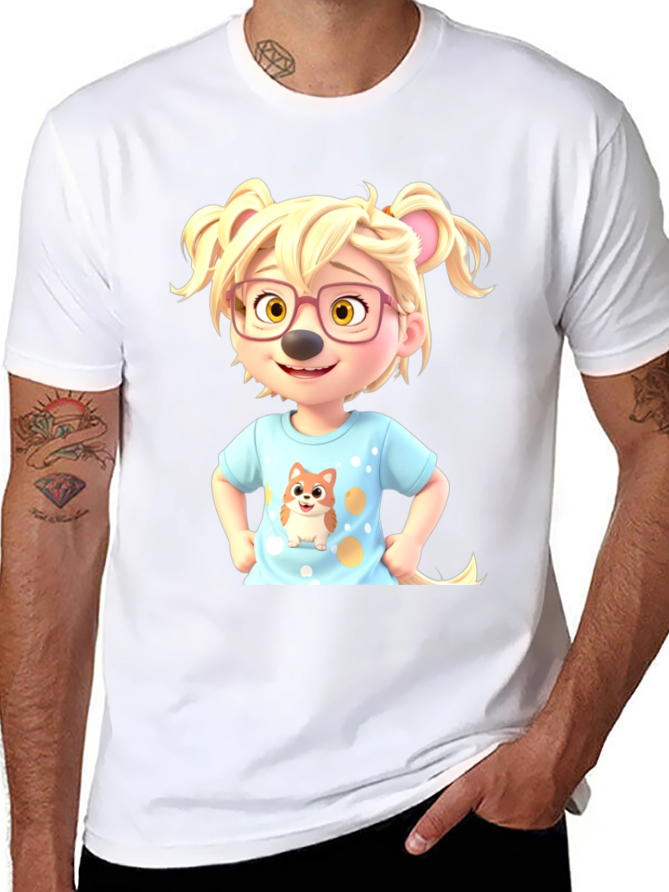 Cartoon Character Tee - Cute & Stylish Black T-Shirt