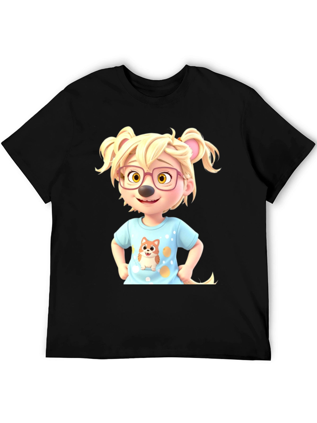 Cartoon Character Tee - Cute & Stylish Black T-Shirt