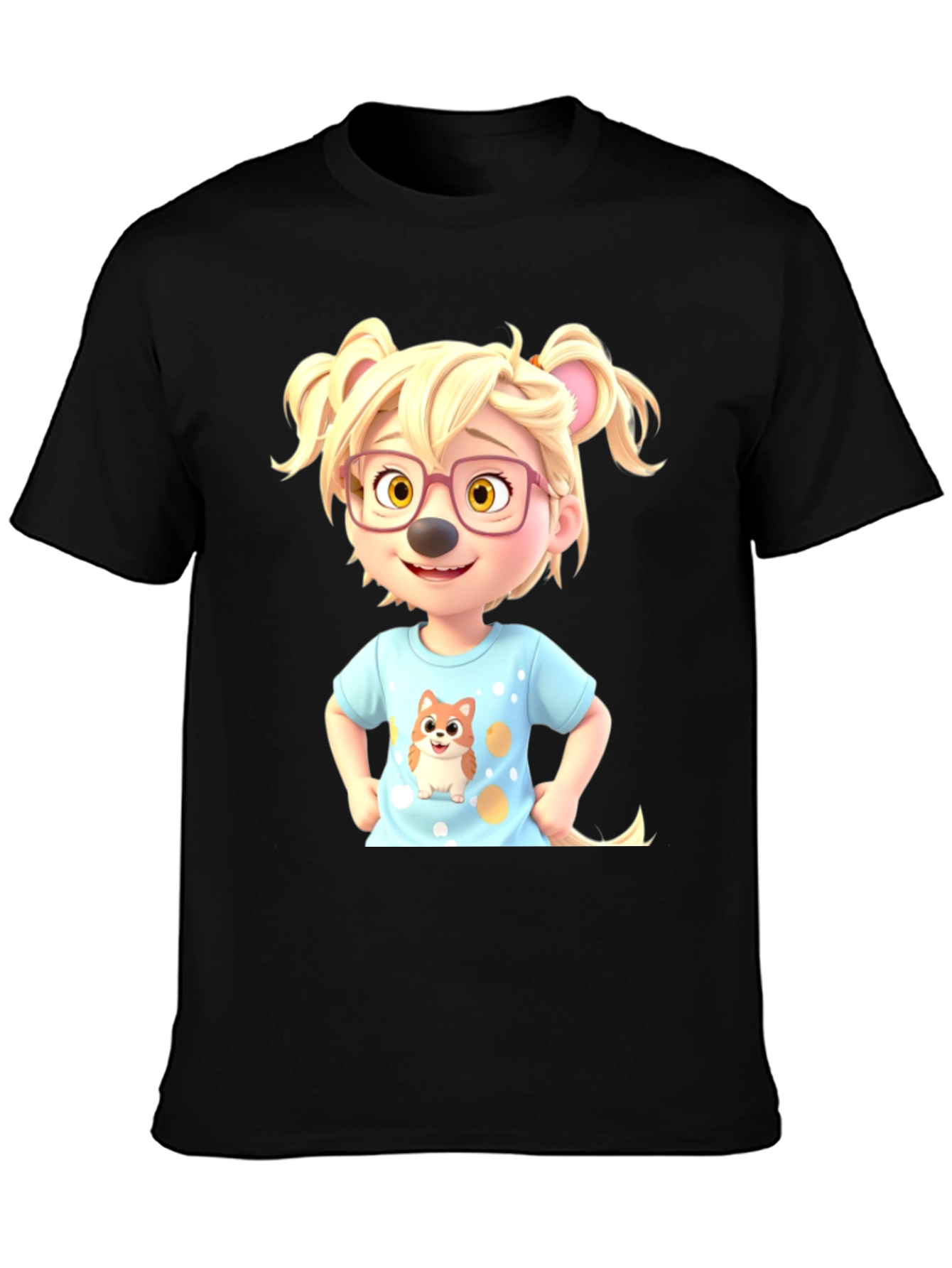 Cartoon Character Tee - Cute & Stylish Black T-Shirt