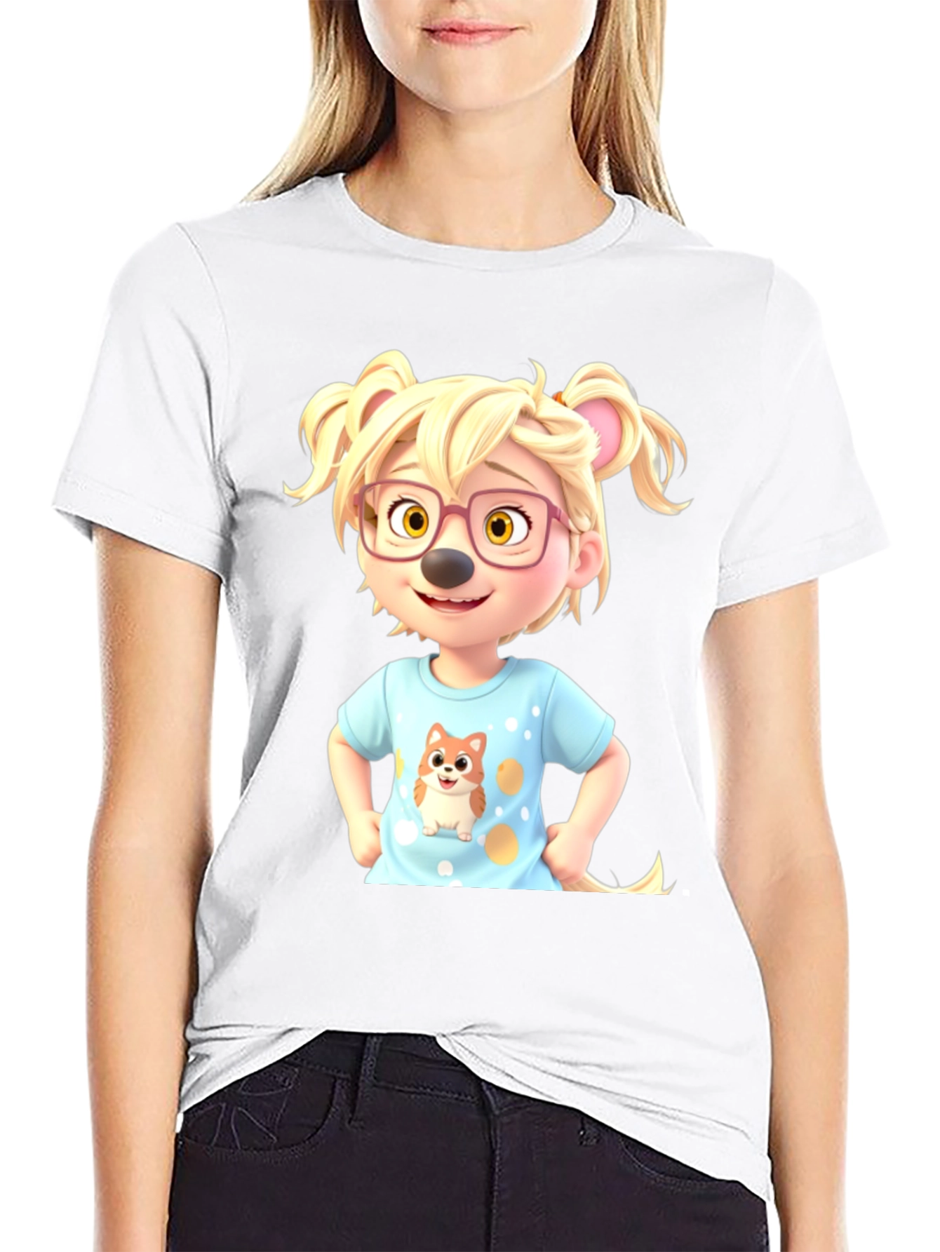 Cartoon Character Tee - Cute & Stylish Black T-Shirt