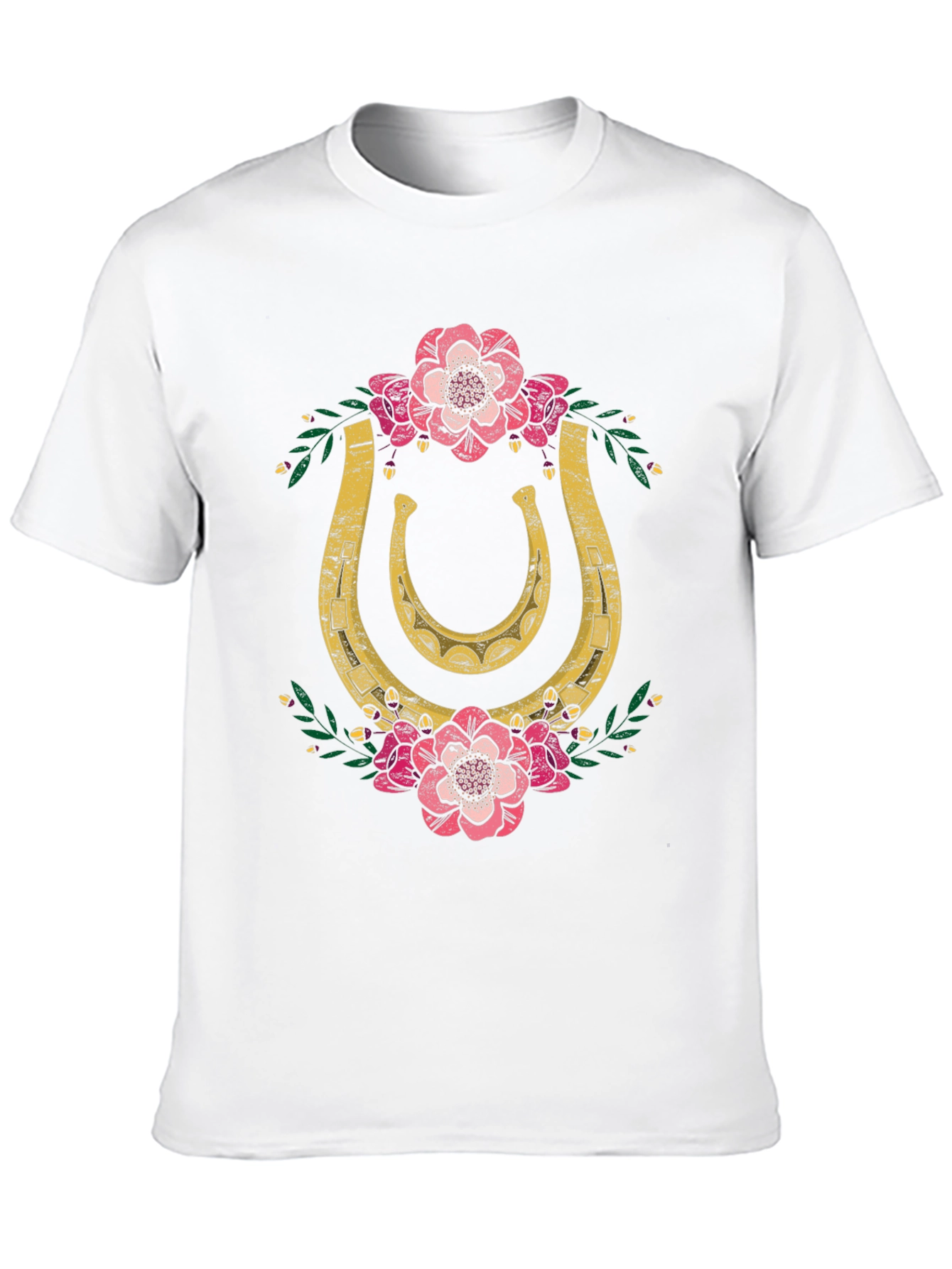 Lucky Horseshoe Floral Graphic Tee - Black