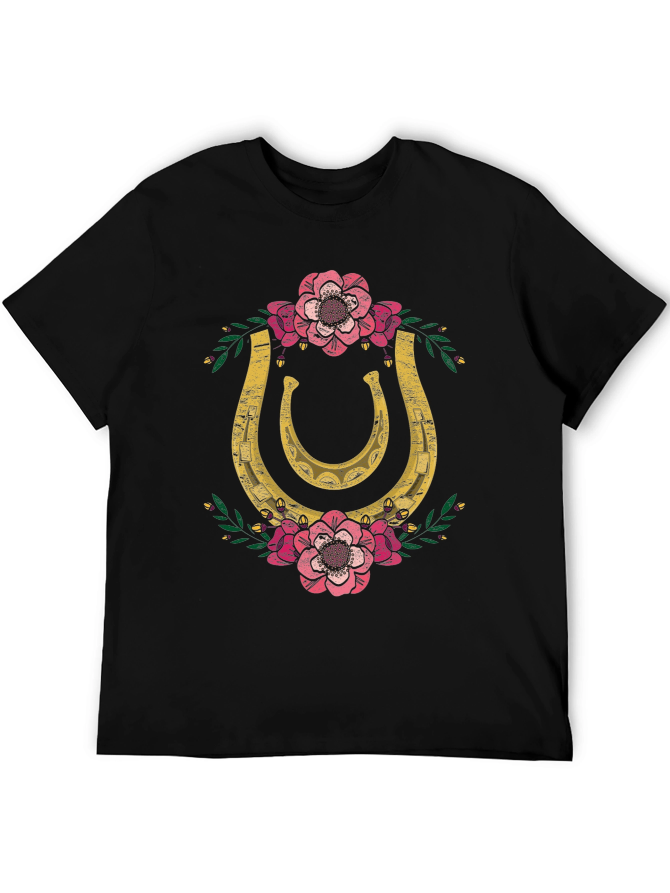 Lucky Horseshoe Floral Graphic Tee - Black