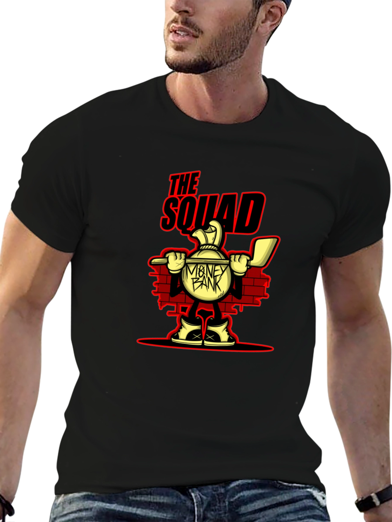 The Squad Money Bank Cartoon Graphic T-Shirt