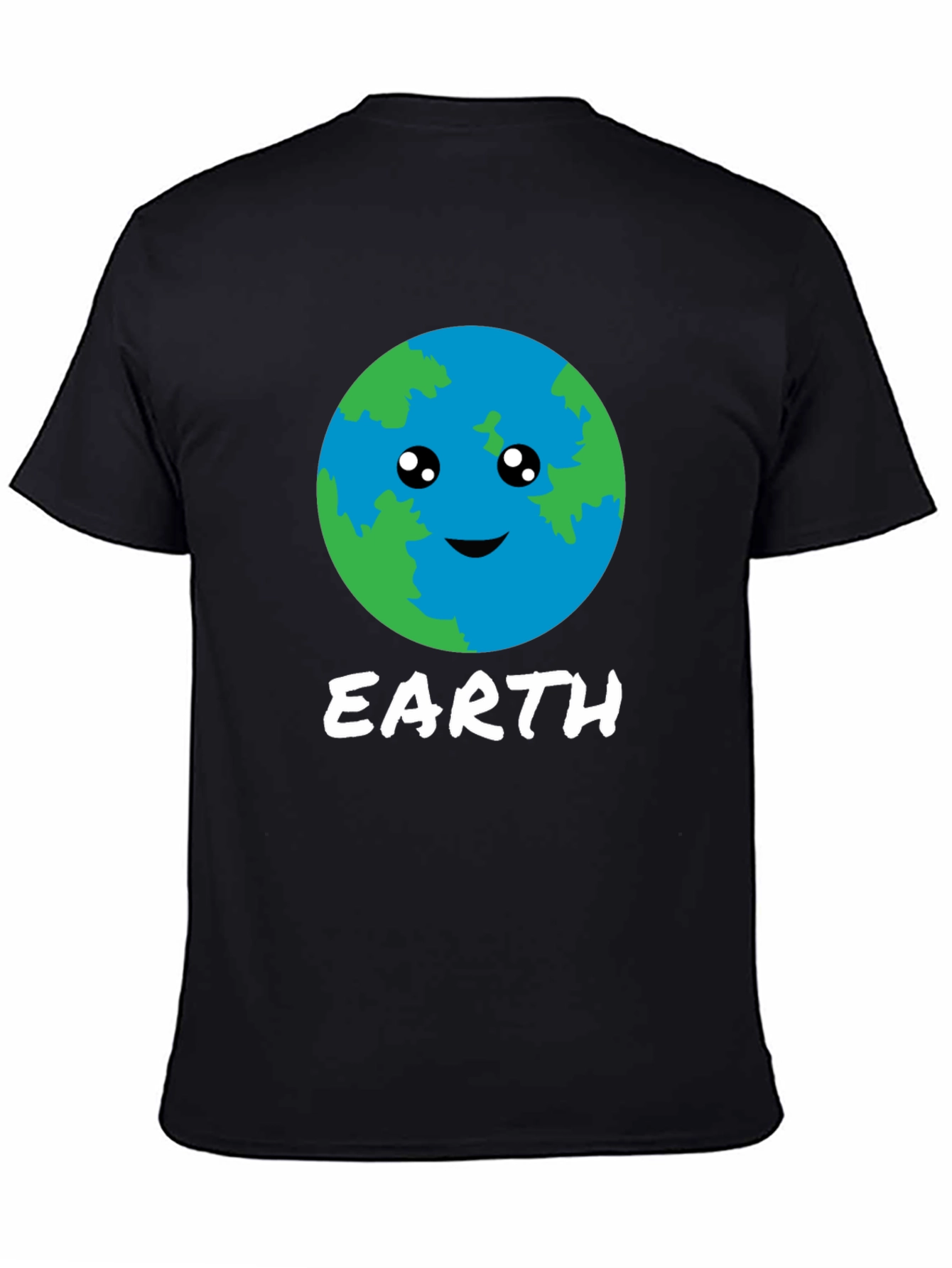 Cute Earth Graphic Black T-Shirt