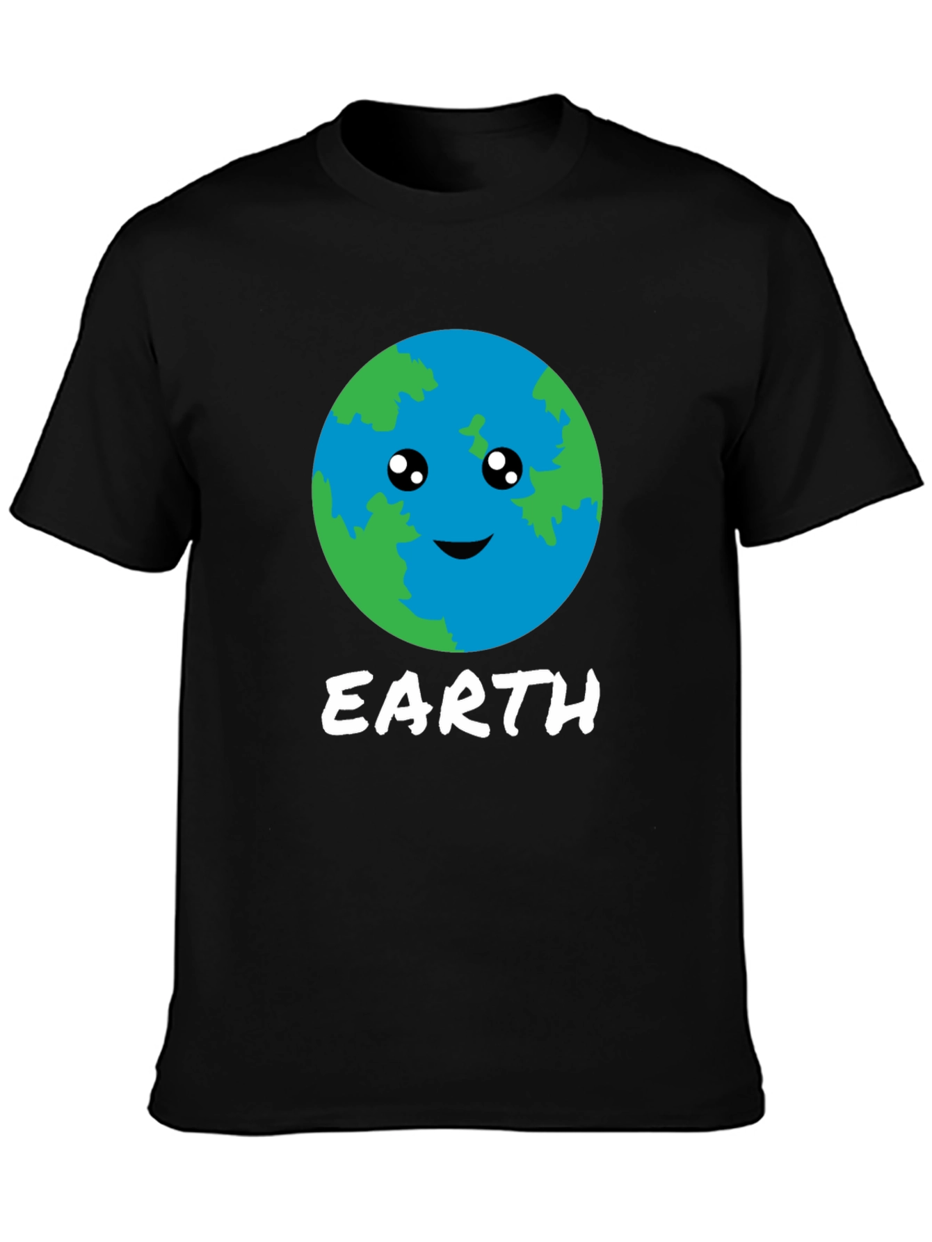 Cute Earth Graphic Black T-Shirt