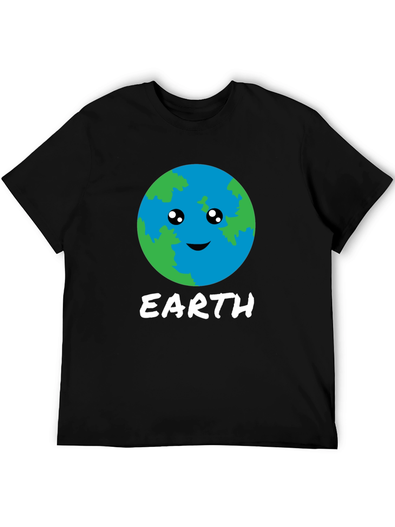 Cute Earth Graphic Black T-Shirt