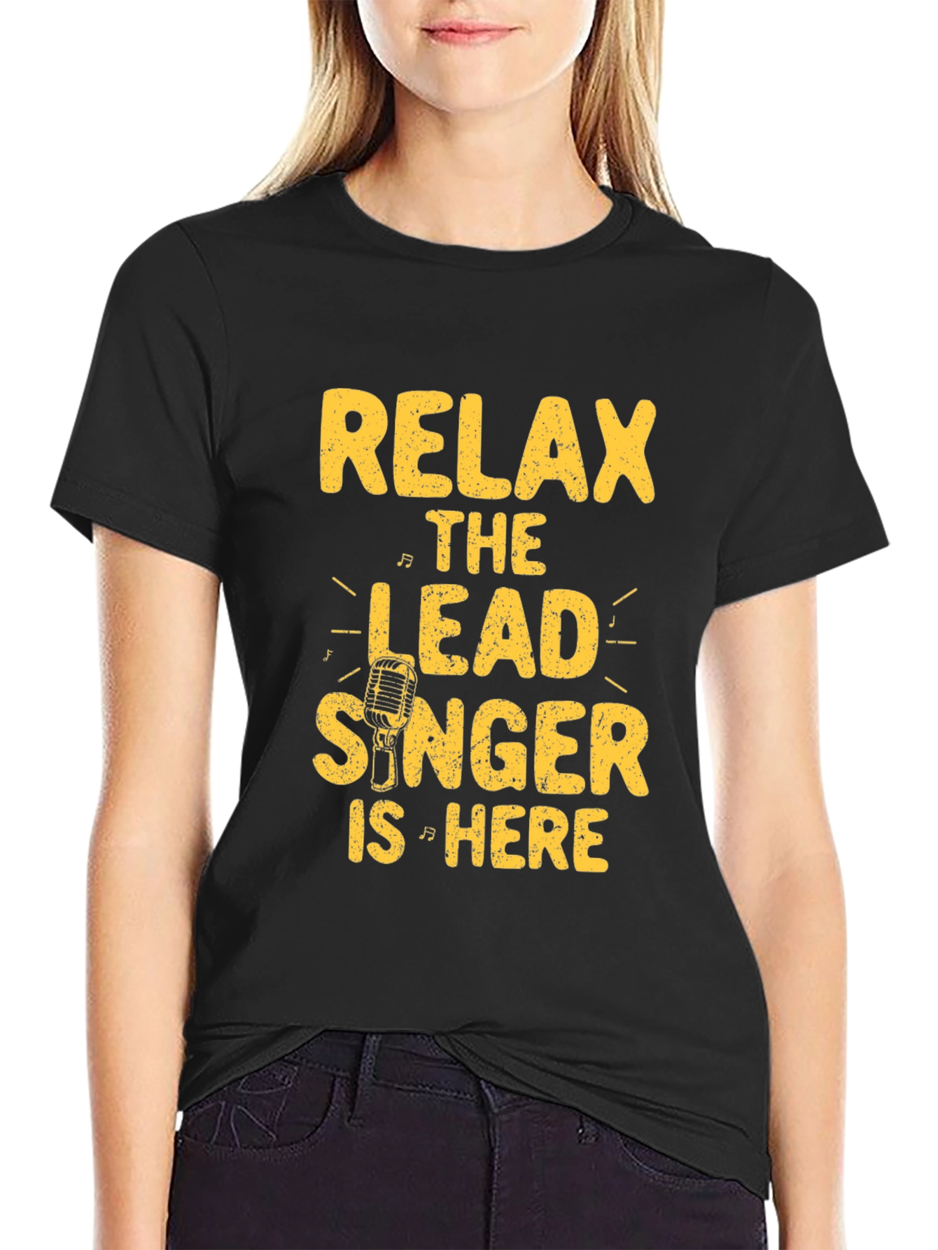 Relax Lead Singer Here Black Graphic Tee