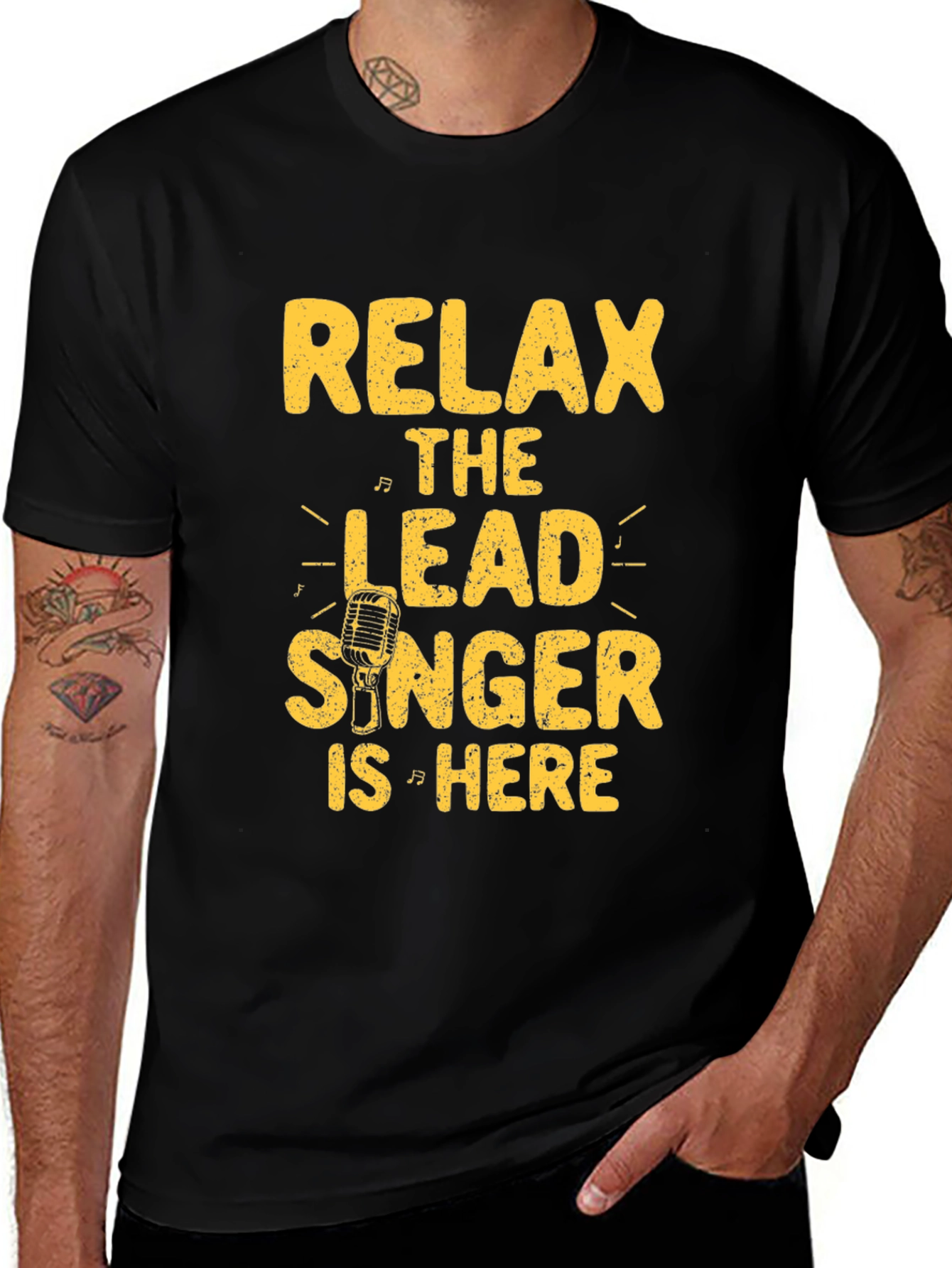 Relax Lead Singer Here Black Graphic Tee