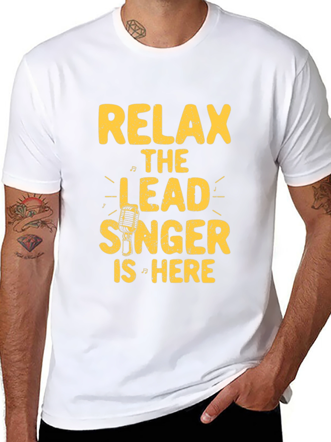 Relax Lead Singer Here Black Graphic Tee