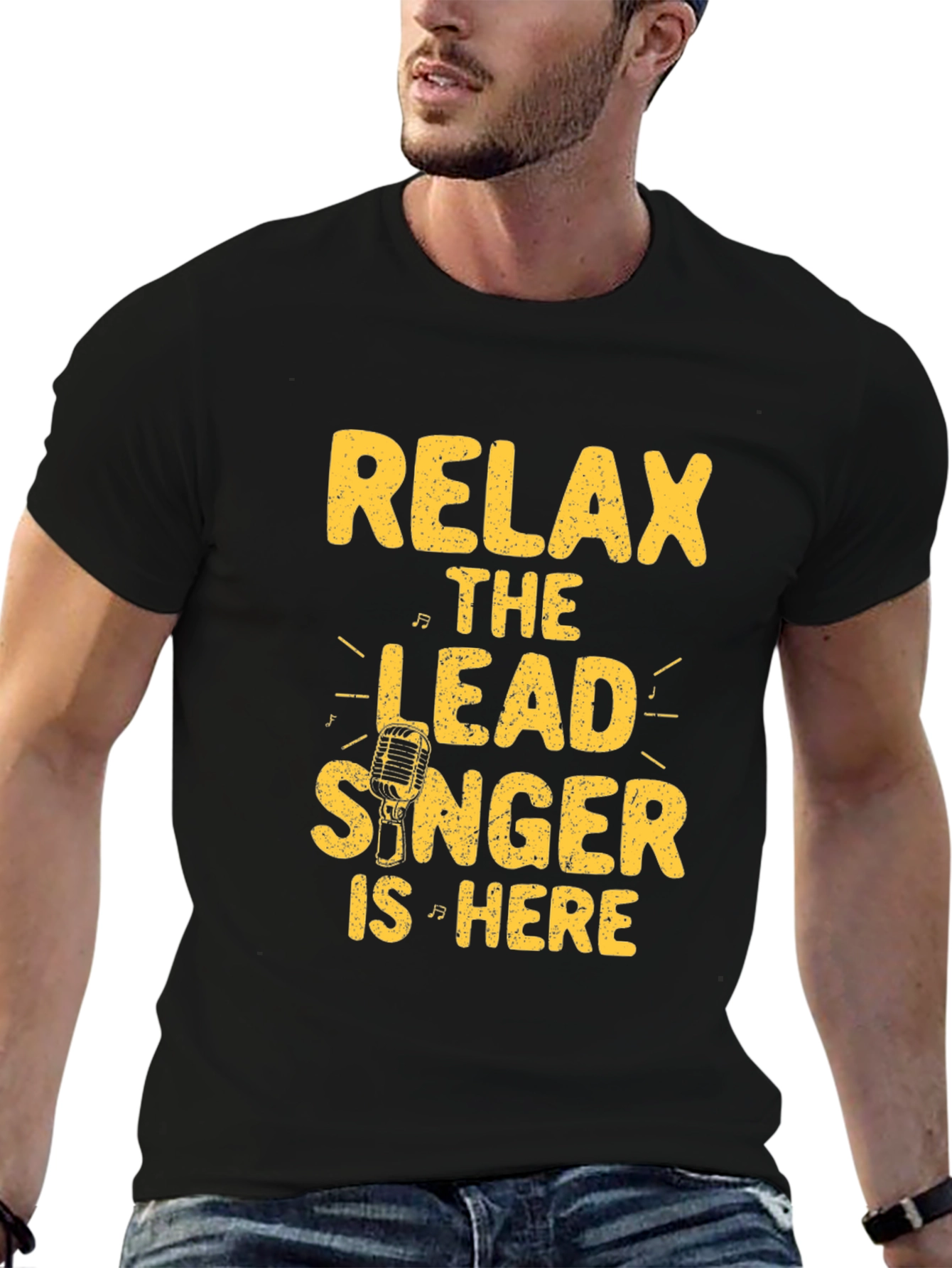 Relax Lead Singer Here Black Graphic Tee