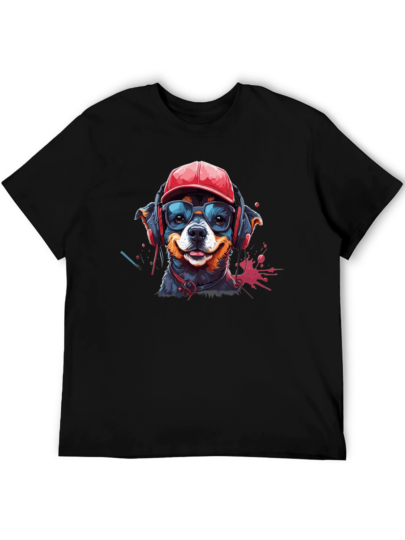 Cool Dog Graphic Tee - Black Cotton T-Shirt